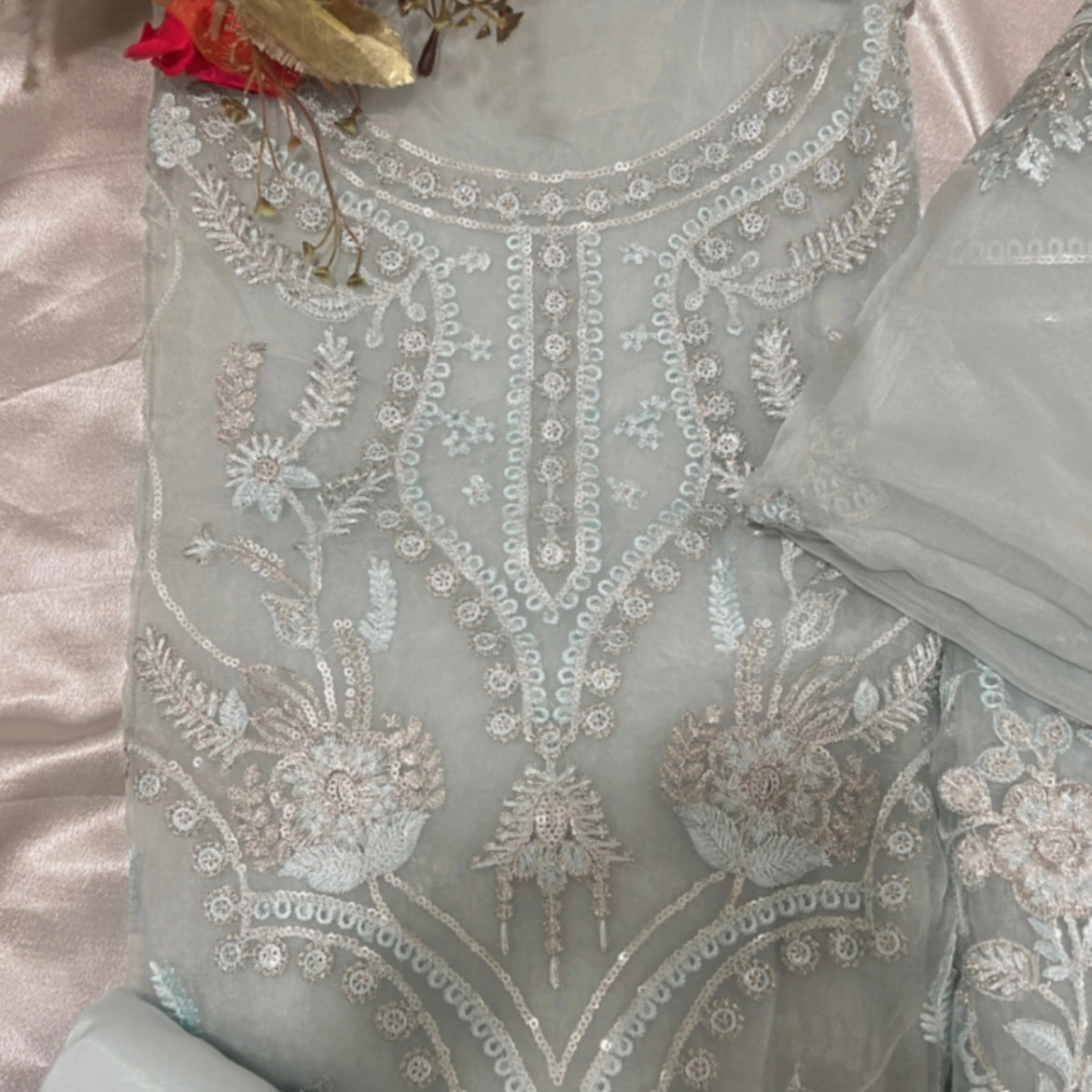 SABA SKY BLUE ORGANZA SUIT