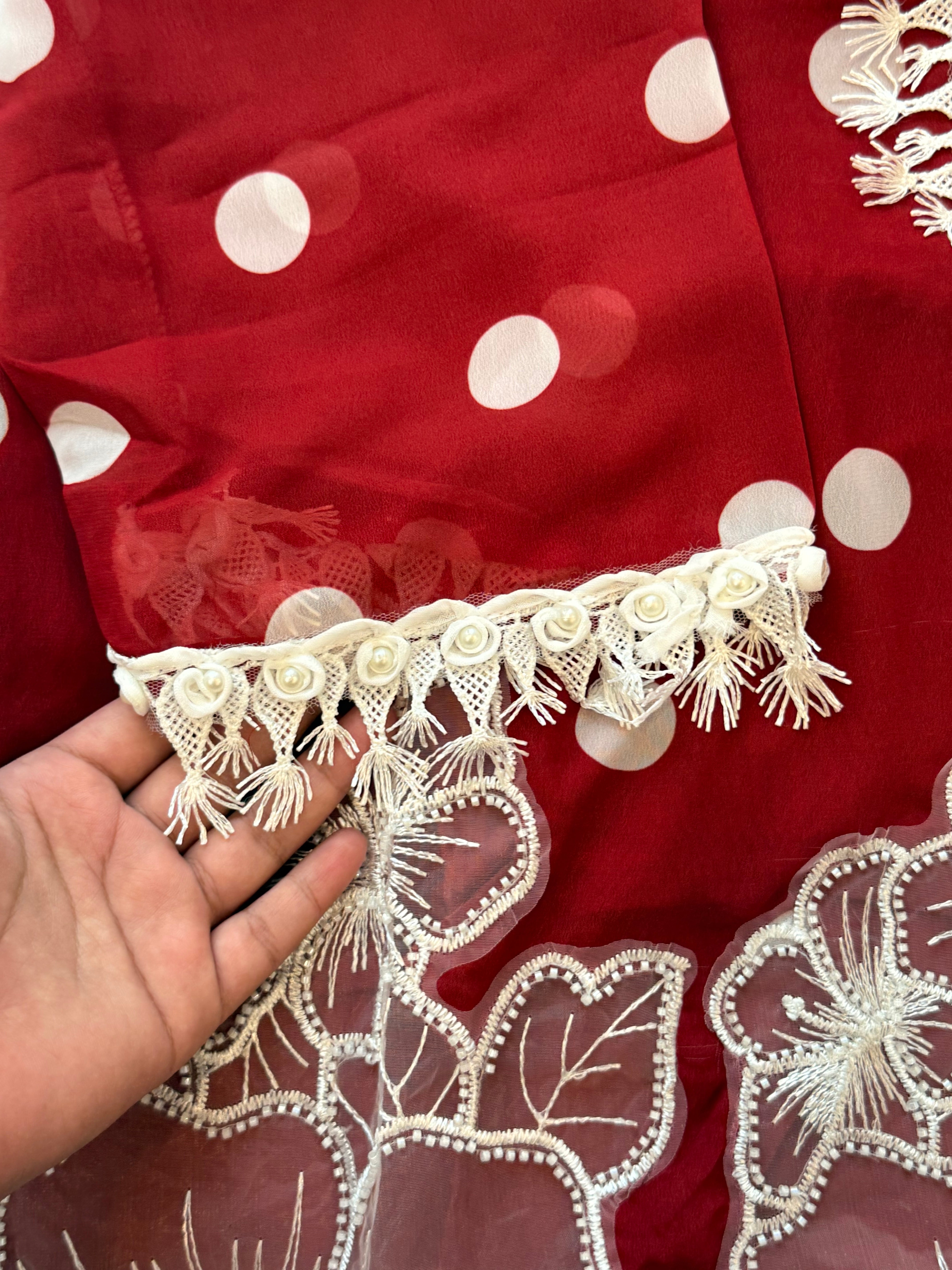 POLKA DOT GEAOGETTE FARSHI SHALWAR SUIT 2