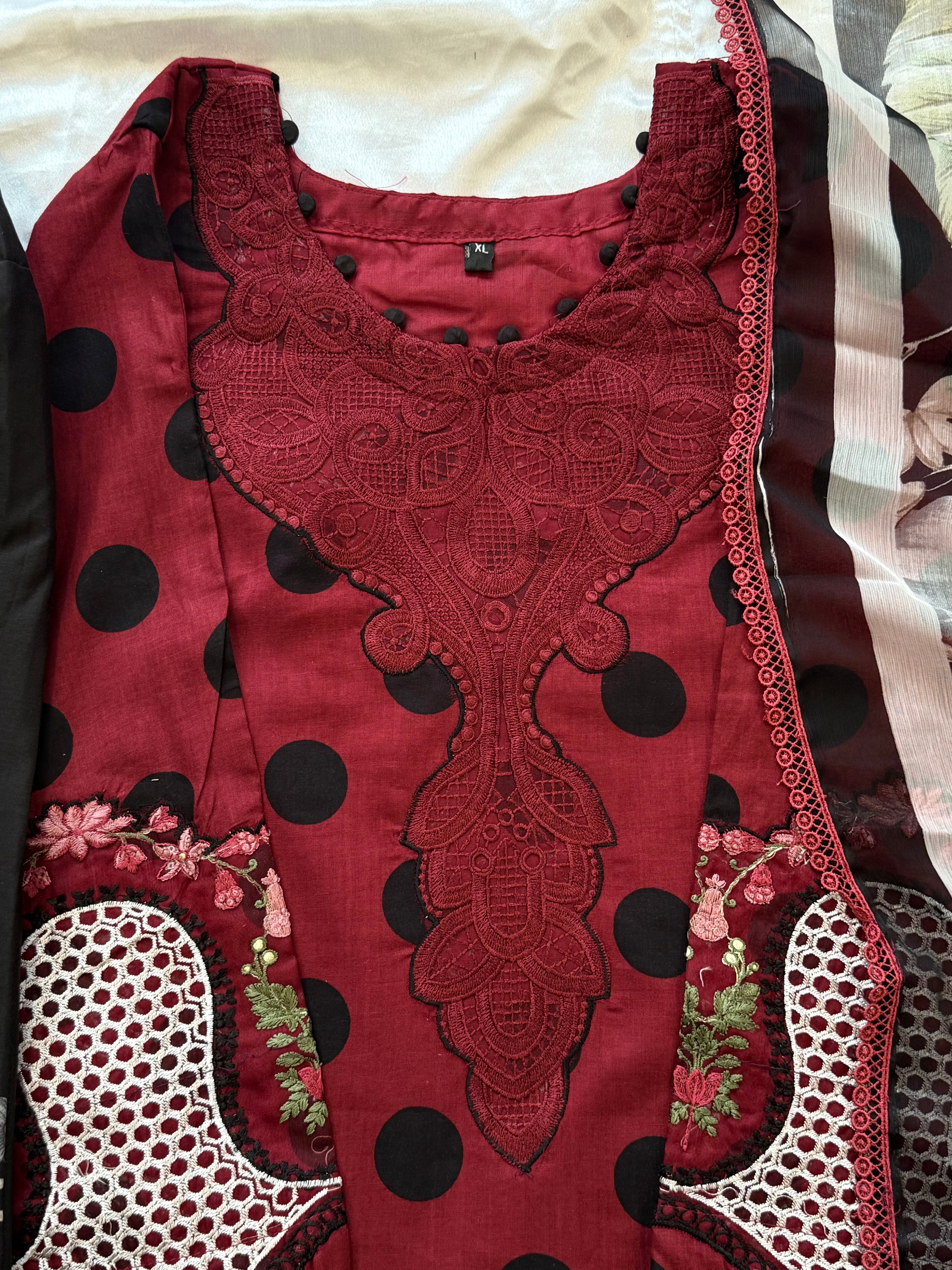 POLKA DOT PATCH FARSHI SHALWAR SUIT 3