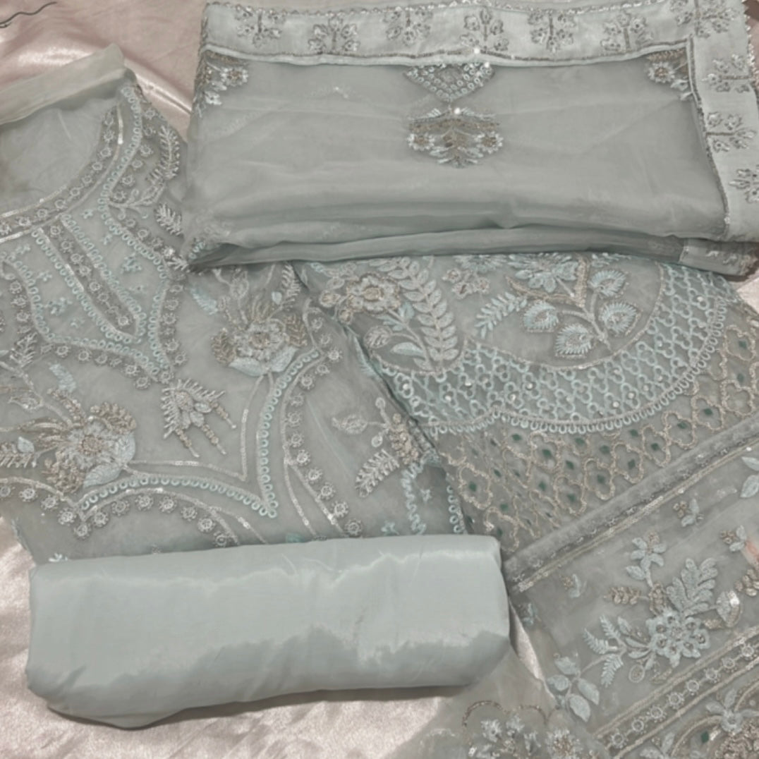 SABA SKY BLUE ORGANZA SUIT