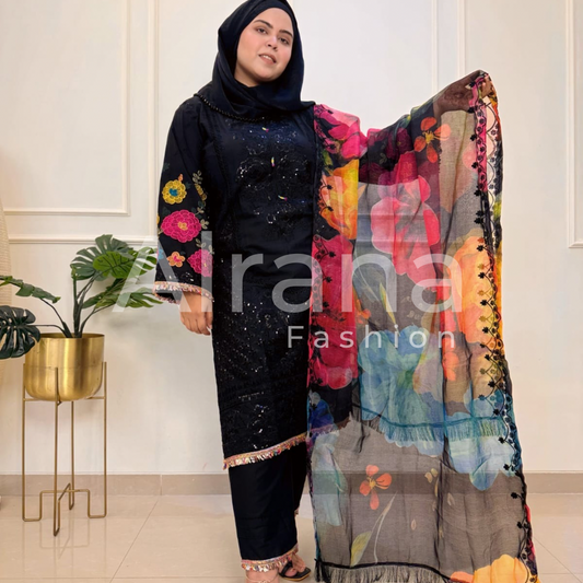 SABA BLACK READYMADE SUIT N