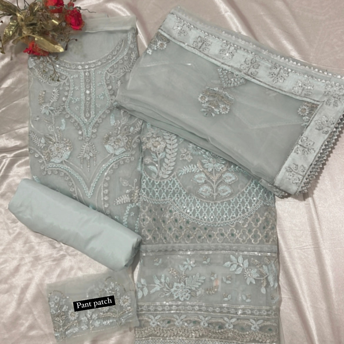 SABA SKY BLUE ORGANZA SUIT