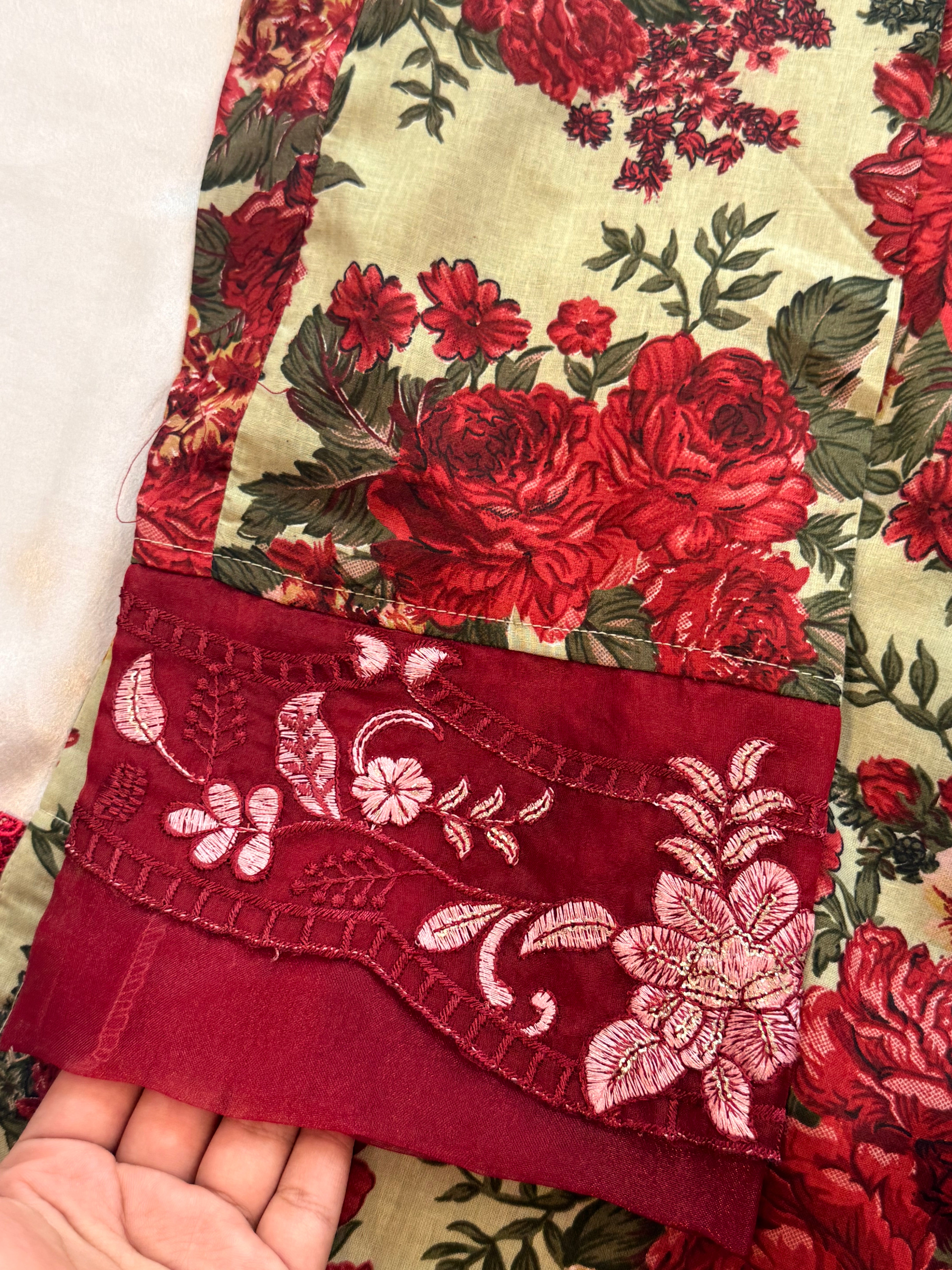 FLORAL COTTON PATCH FARSHI SHALWAR SUIT 2