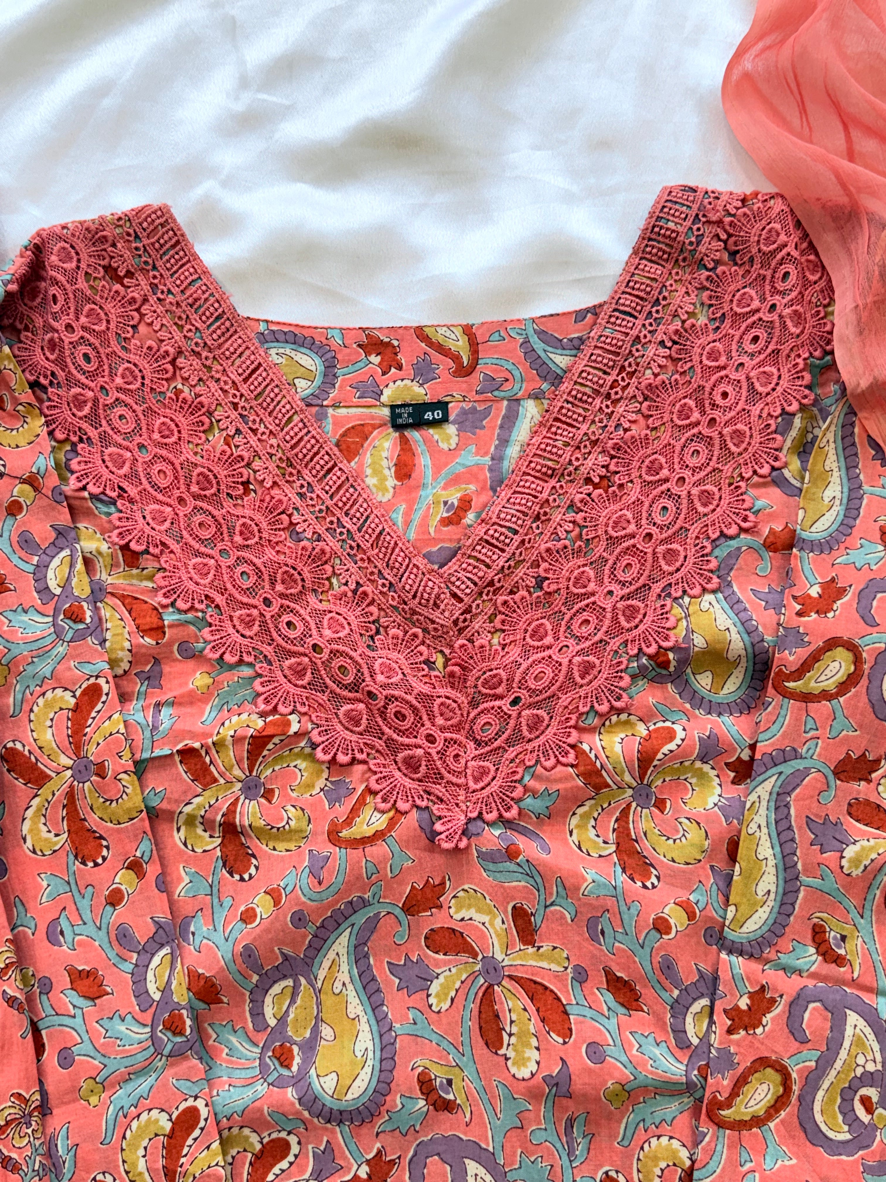 PEACH PURE COTTON SHALWAR SUIT Q