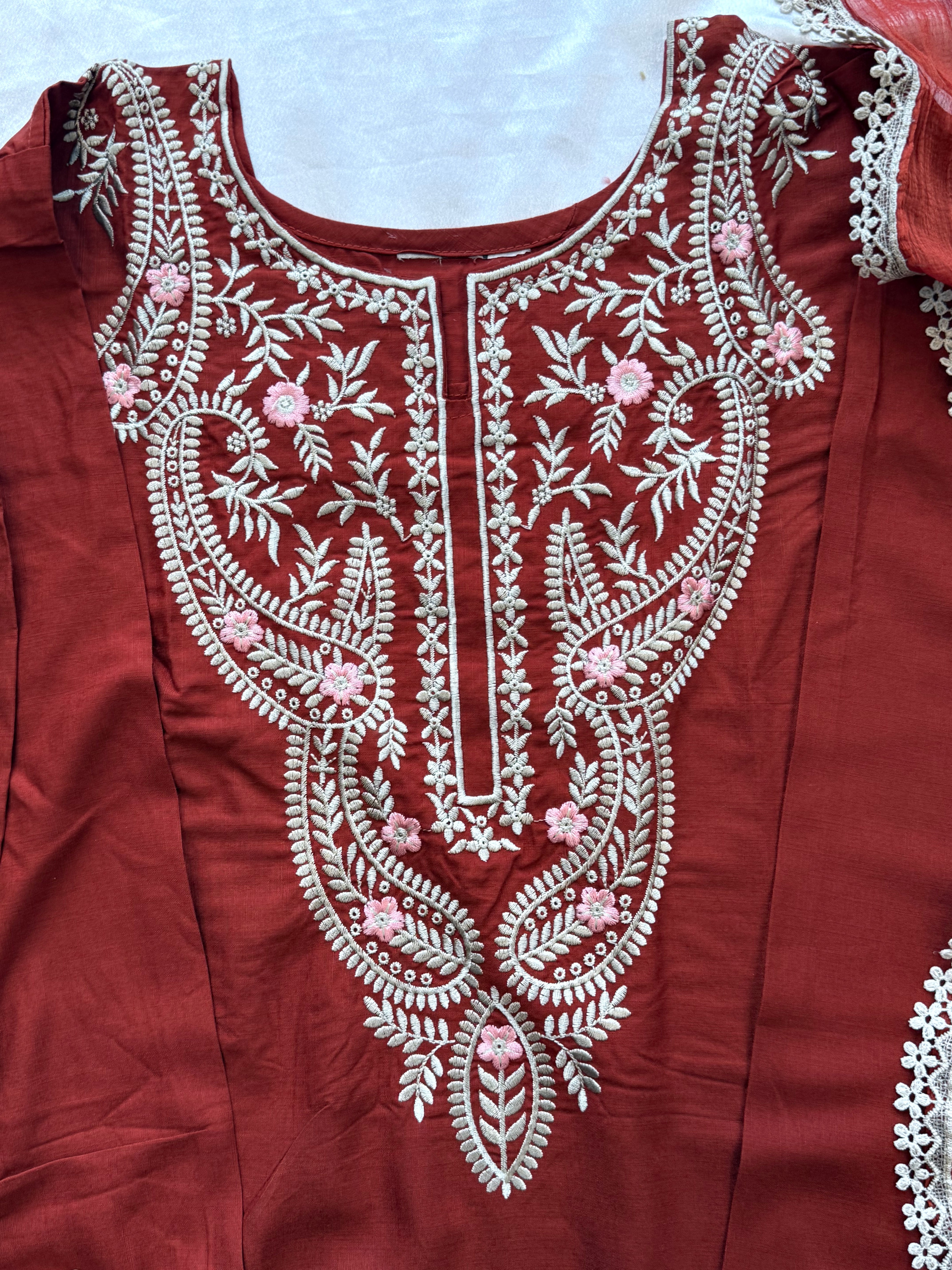 RUST LAWN FARSHI SHALWAR SET