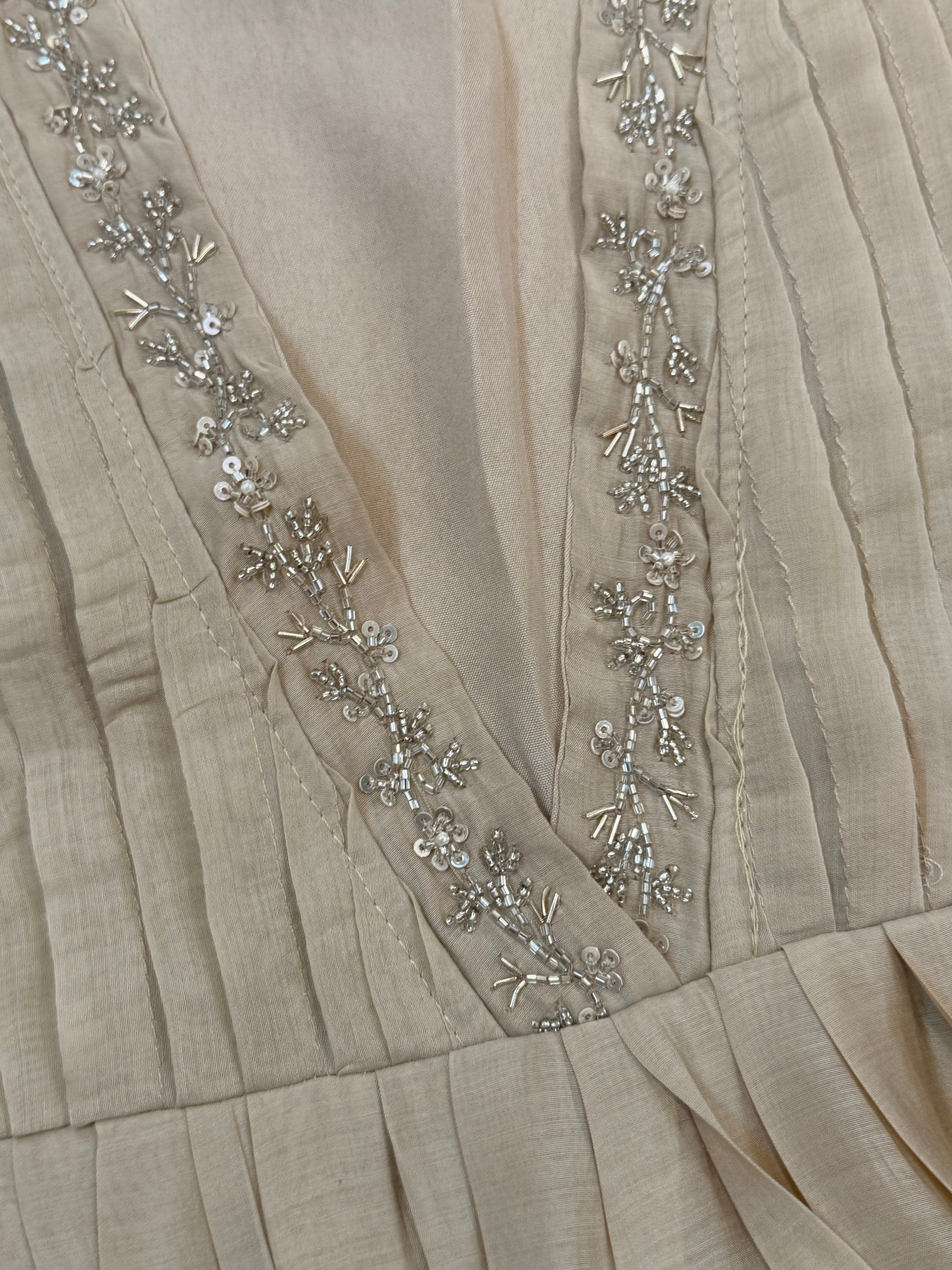 BEIG HANDWORK FROCK 7001 Q