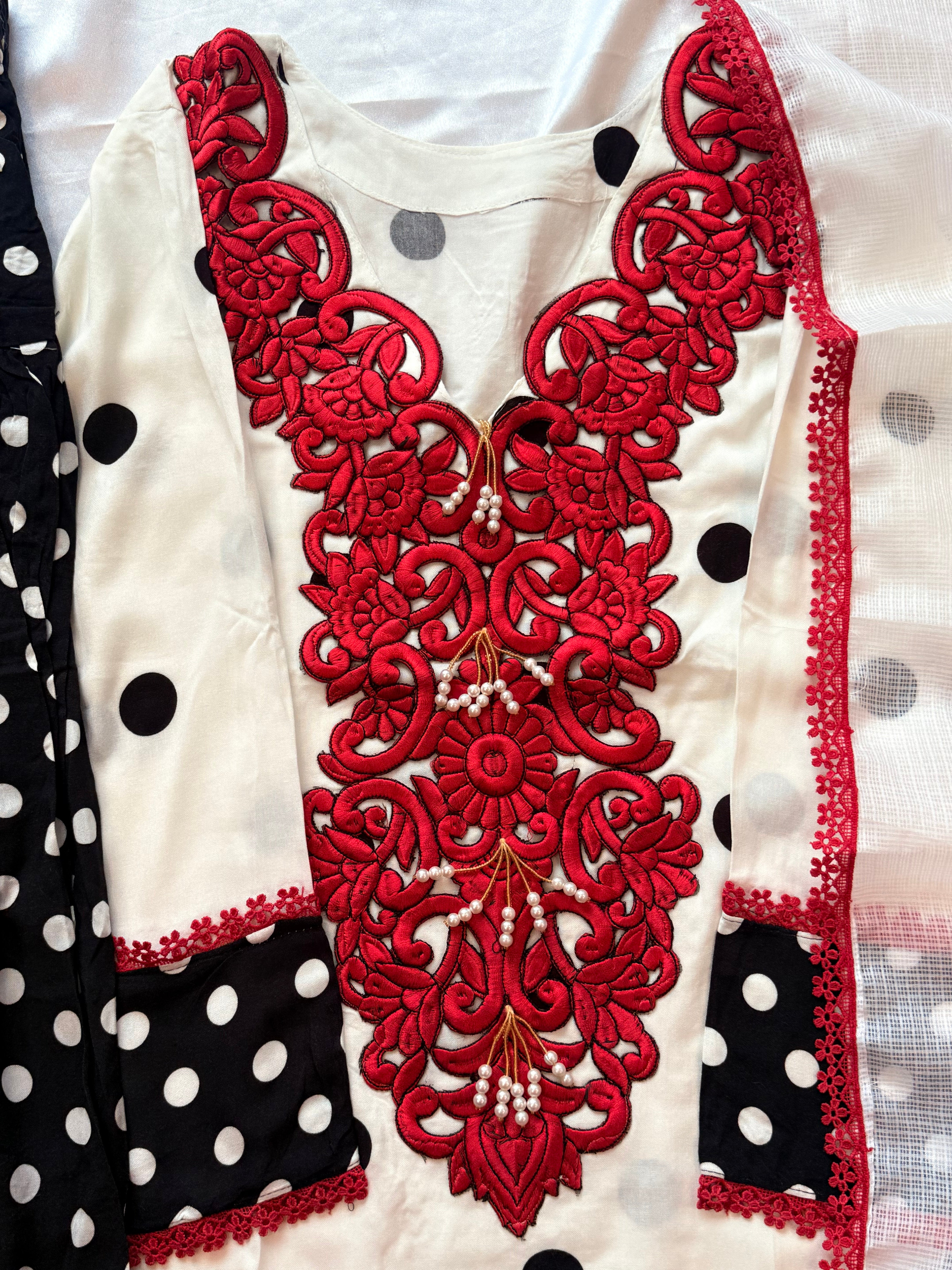 POLKA DOT RAYON FARSHI SHALWAR SUIT 2