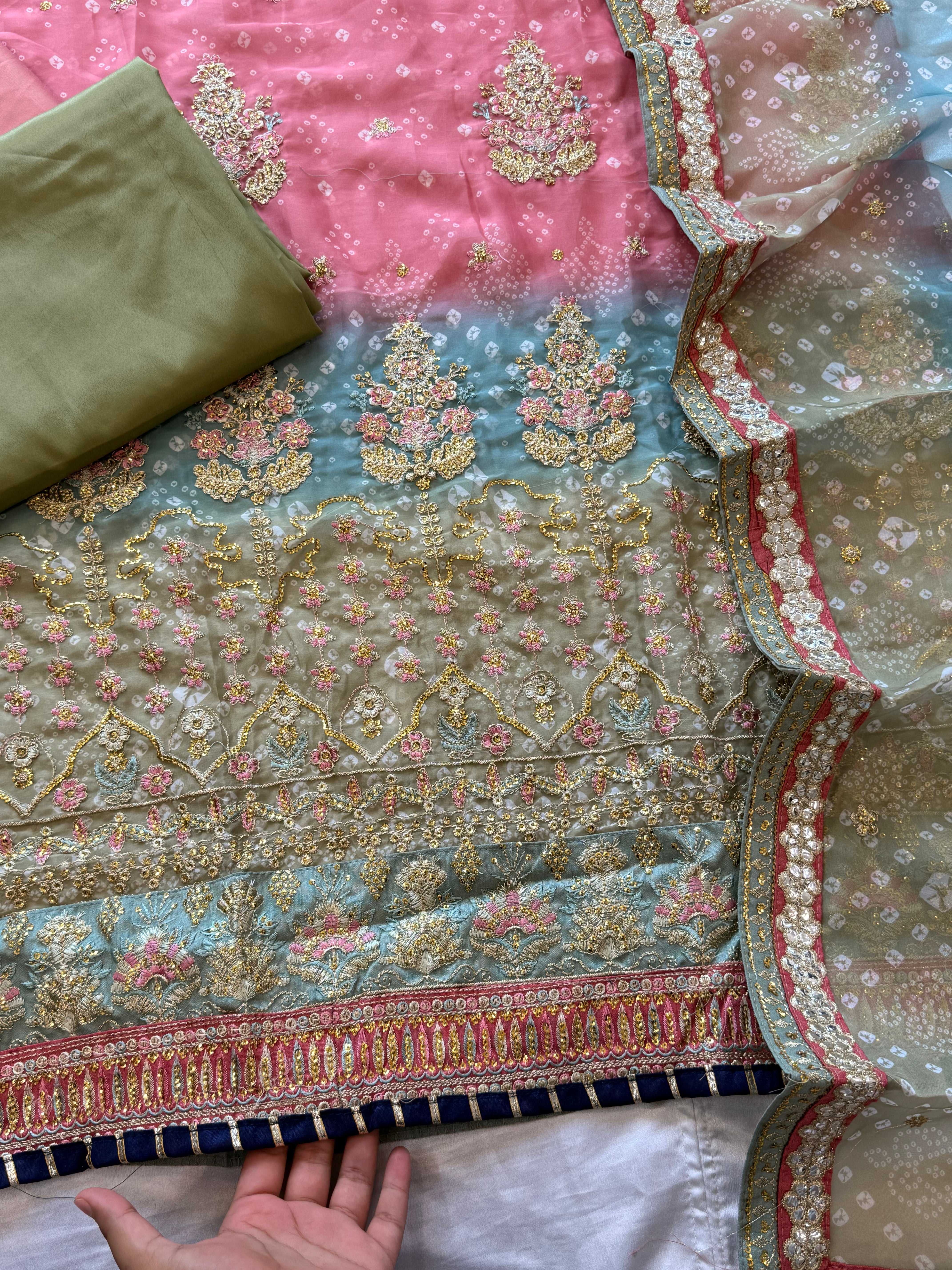 BRIDAL SHADED CHIFFON EMBROIDERED SUIT 3