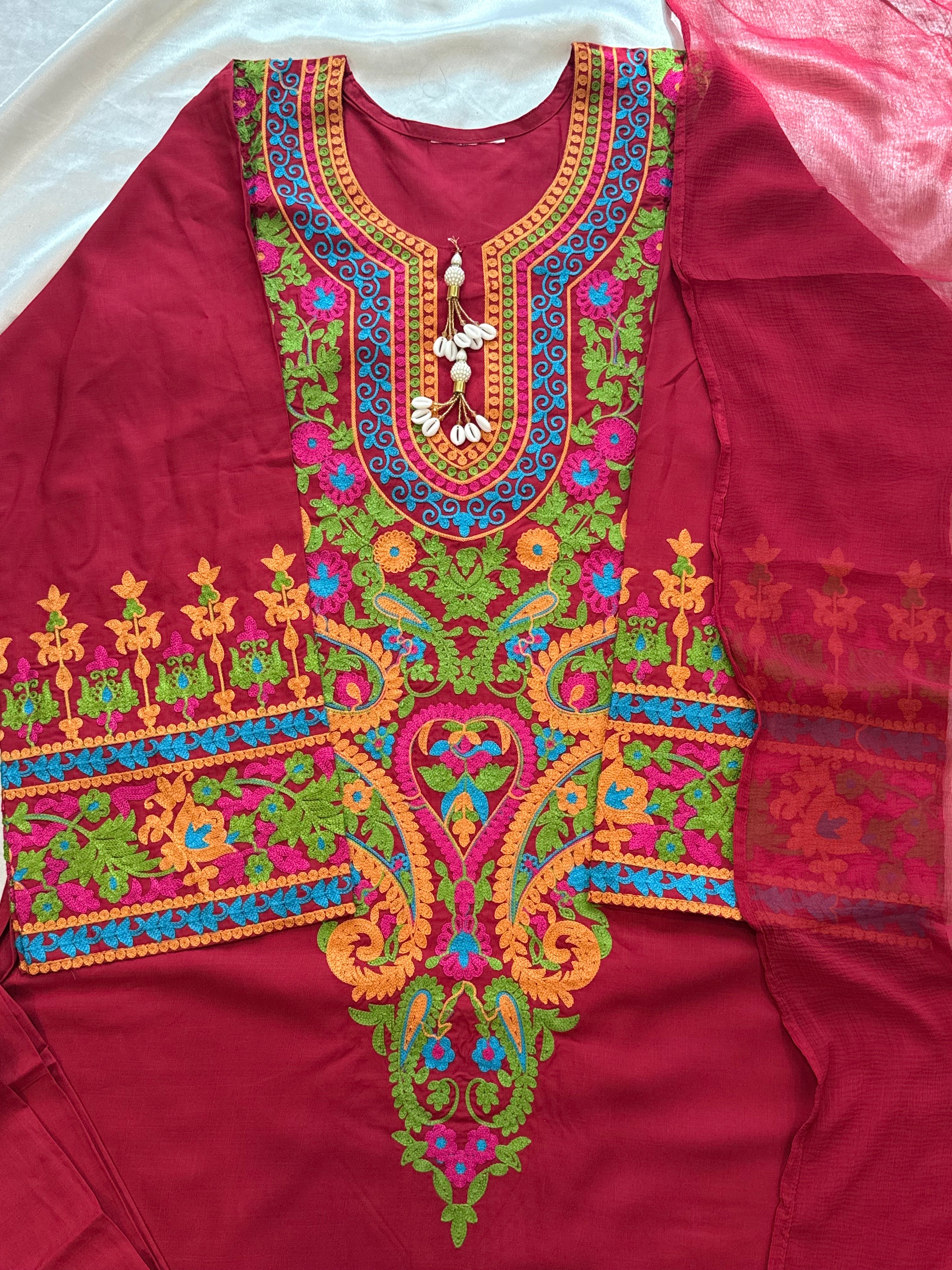 RANI PINK JUGNU LAWN EMBROIDERY SUIT