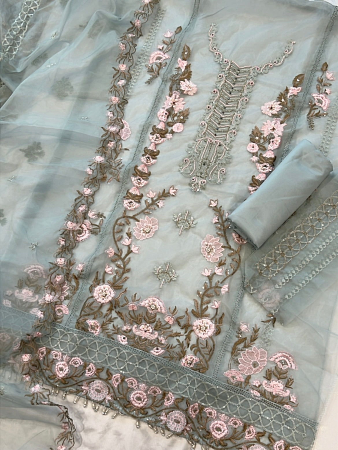 MOTIVE PASTEL BLUE ORGANZA SUIT