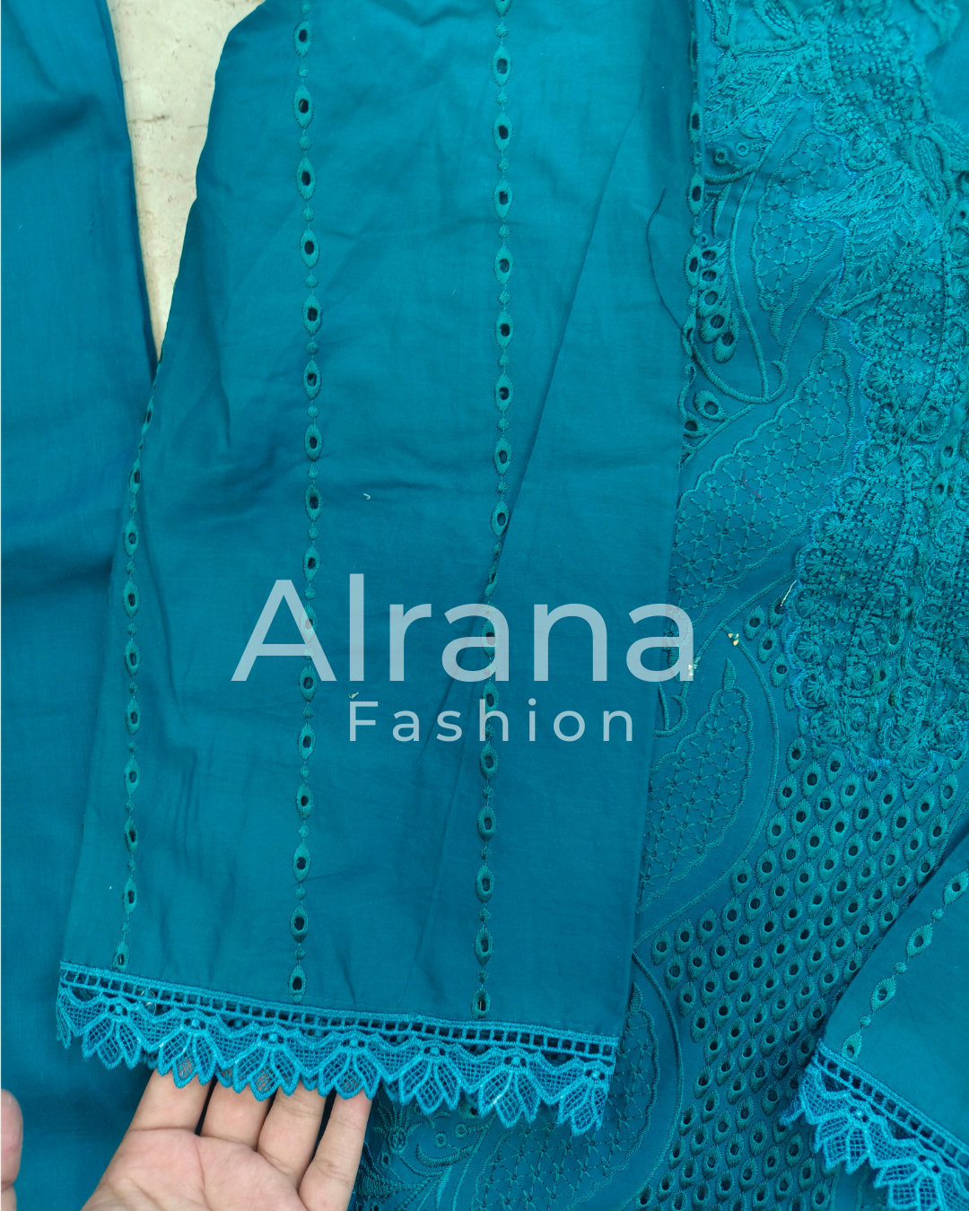 HANIA PEACOCK BLUE READYMADE SUIT