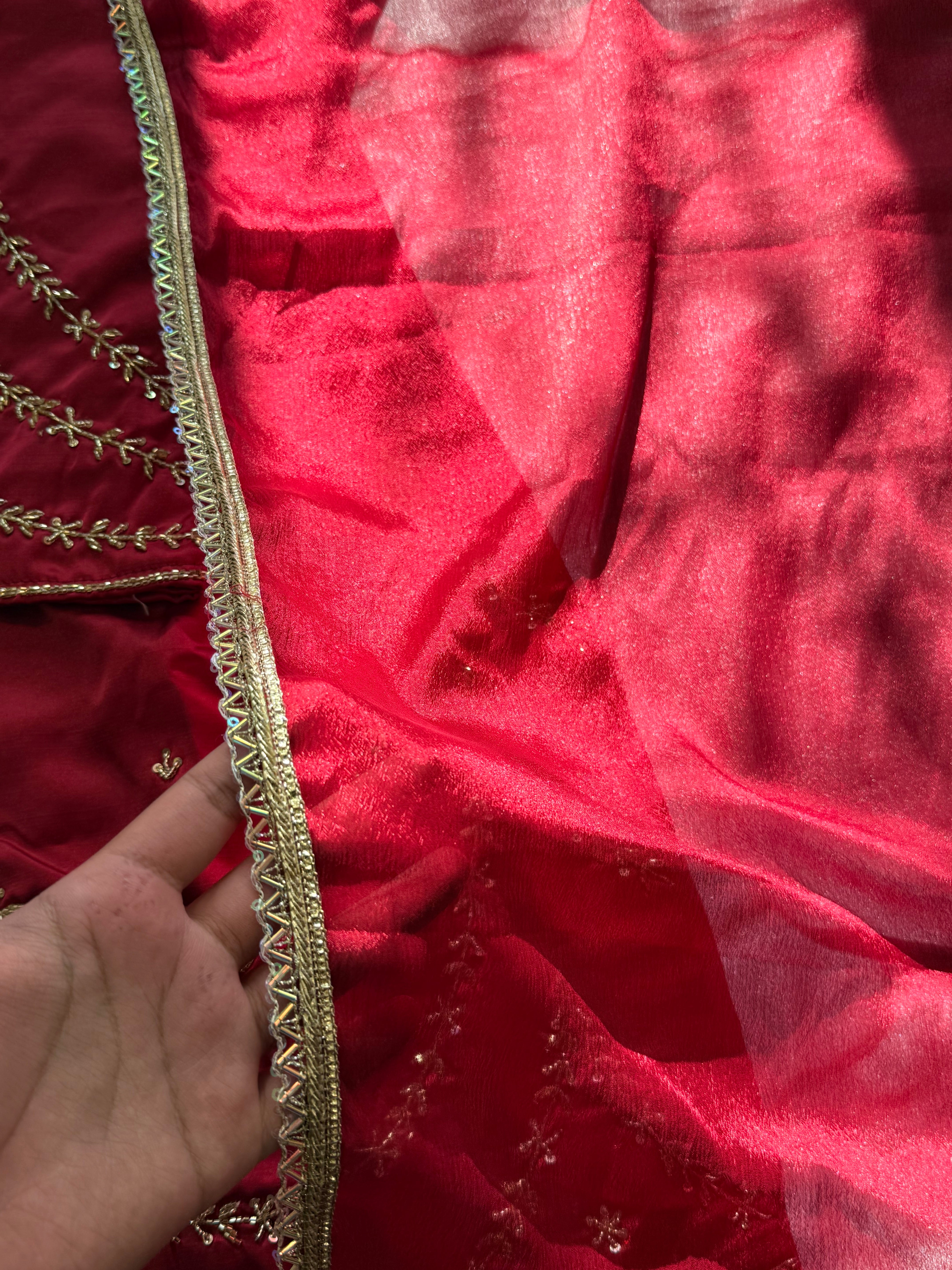 MAROON FARSHI HANDWORK SUIT