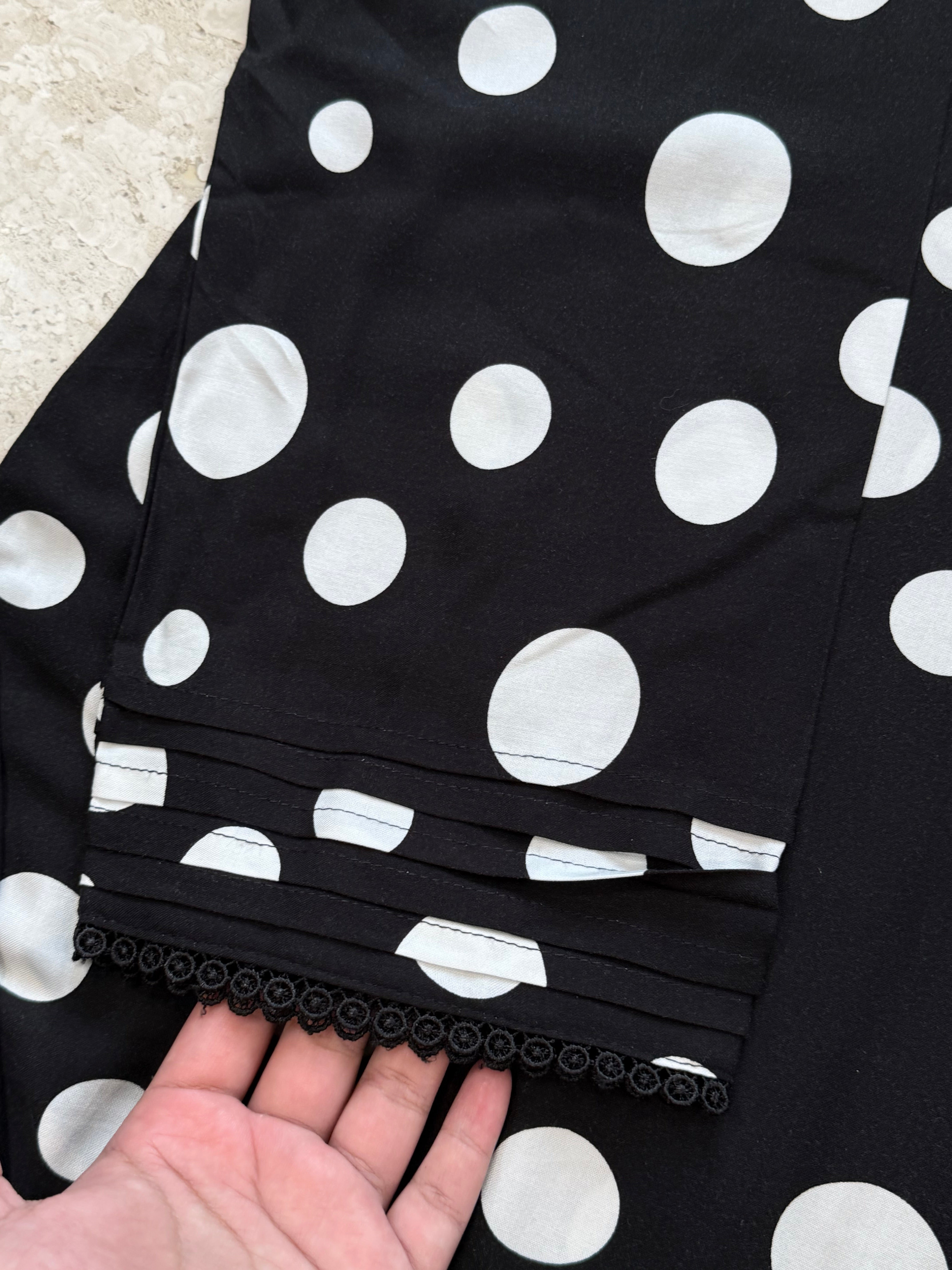 POLKA RAYON LONG KURTI SUIT