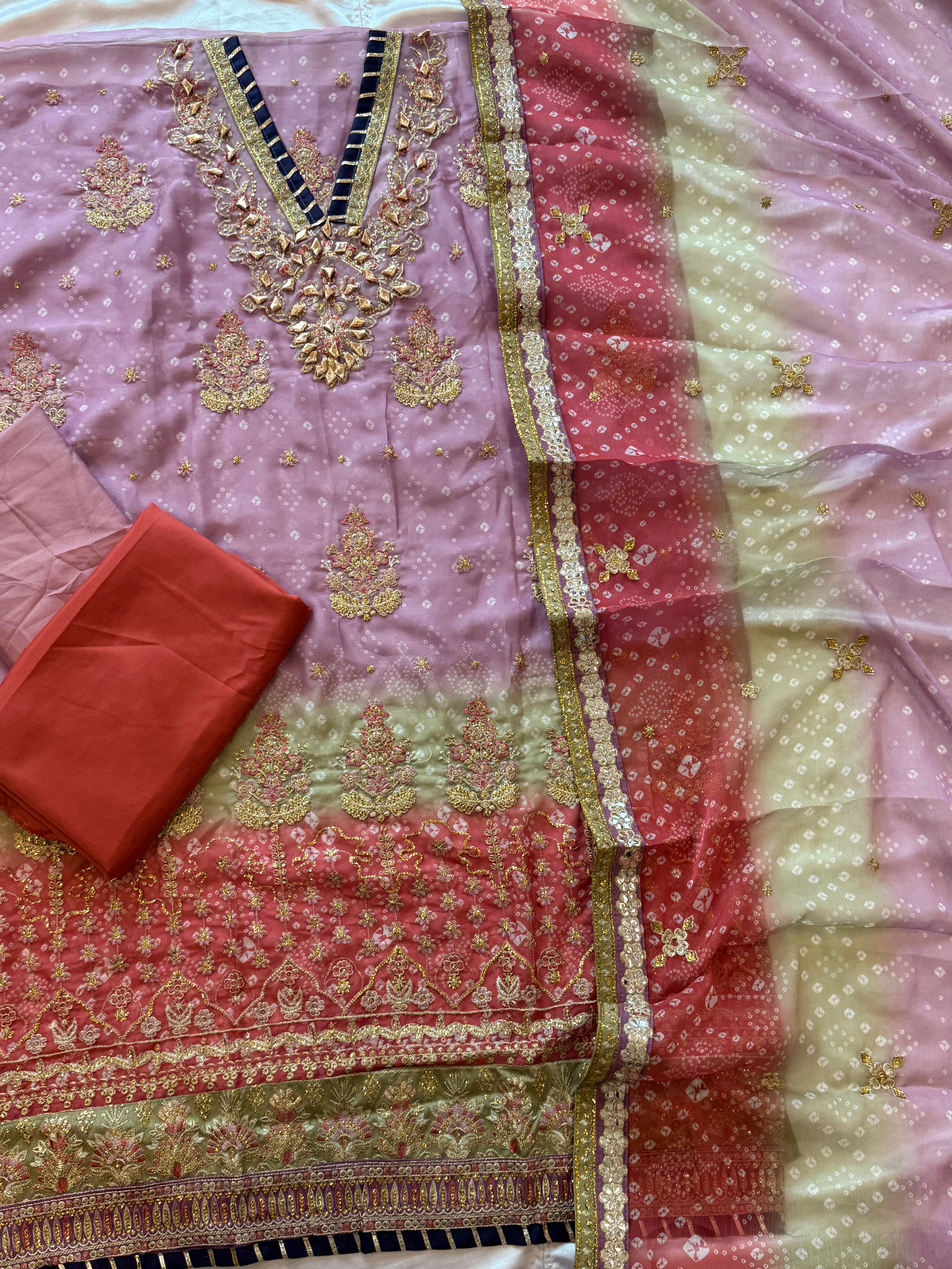 BRIDAL SHADED CHIFFON EMBROIDERED SUIT 5