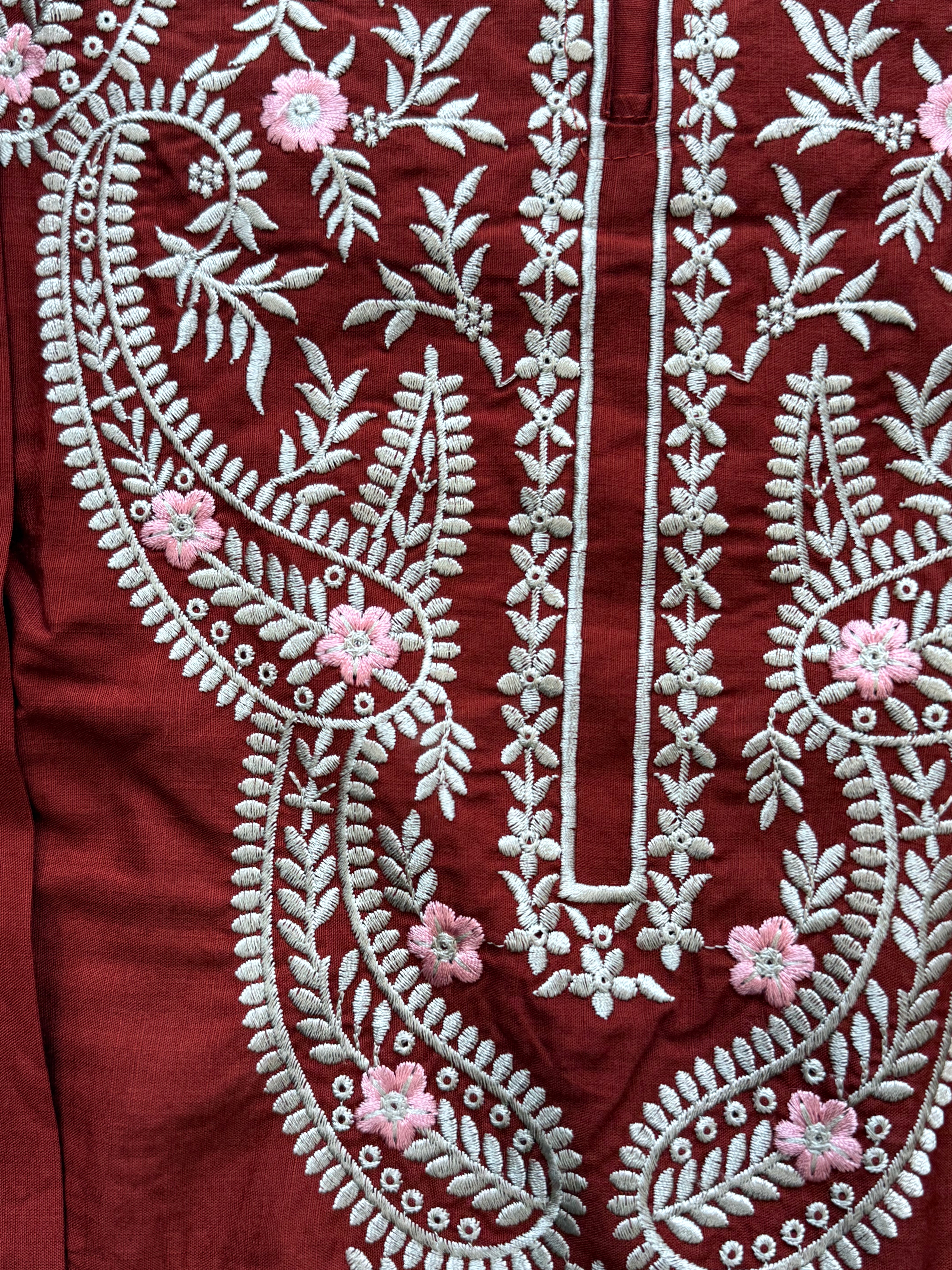 RUST LAWN FARSHI SHALWAR SET