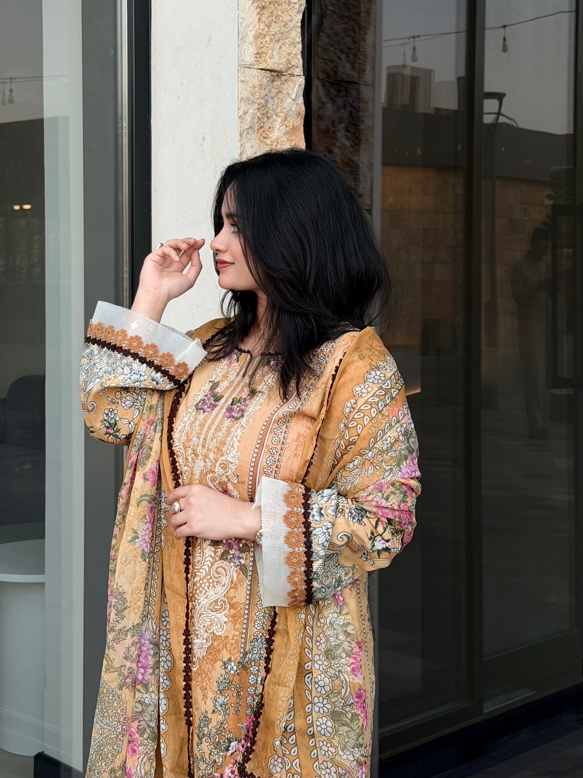 HARSHA MUSTERED PATCH READYMADE SUIT
