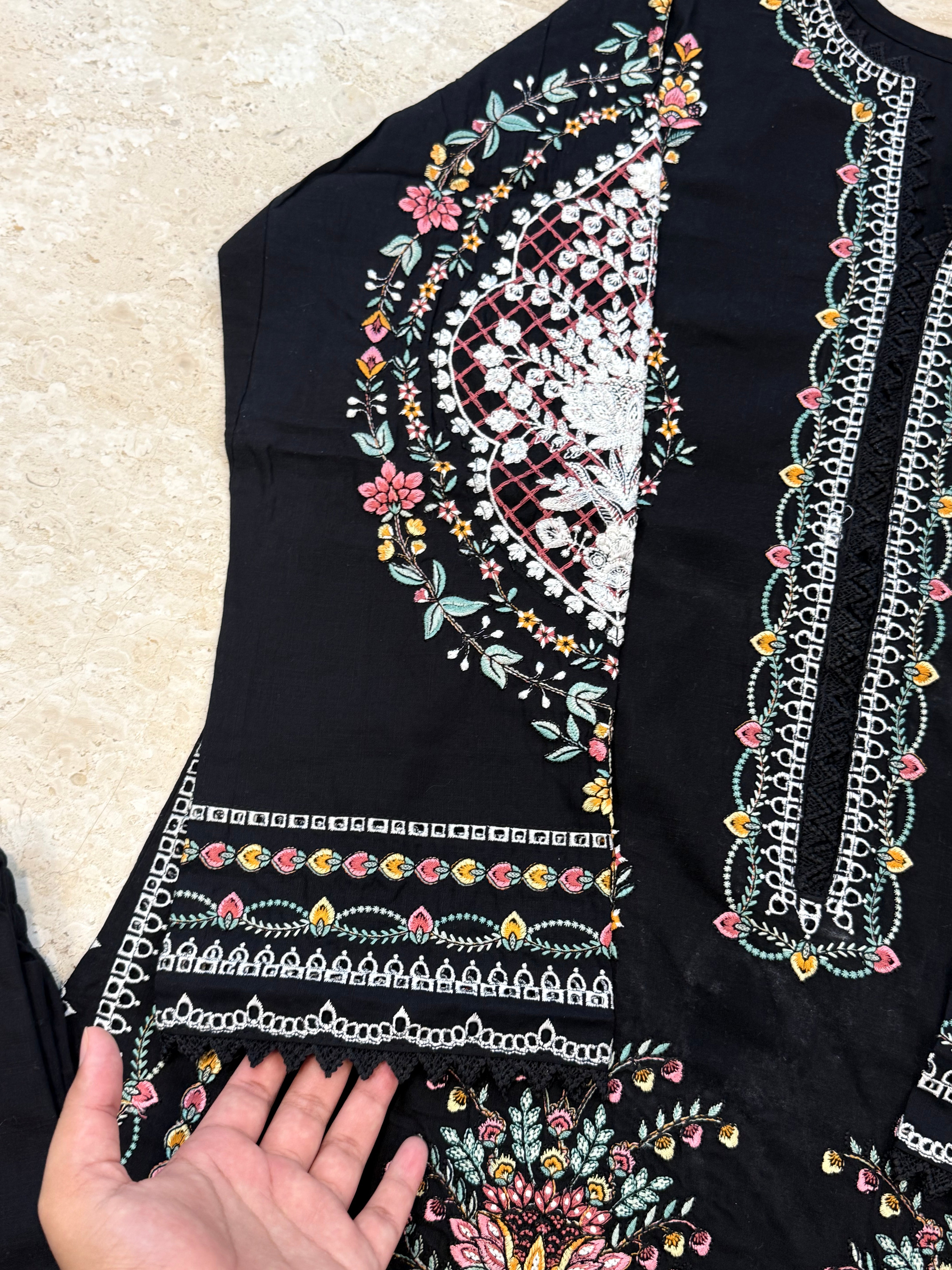 BLACK JUGNU LAWN EMBROIDERY SUIT