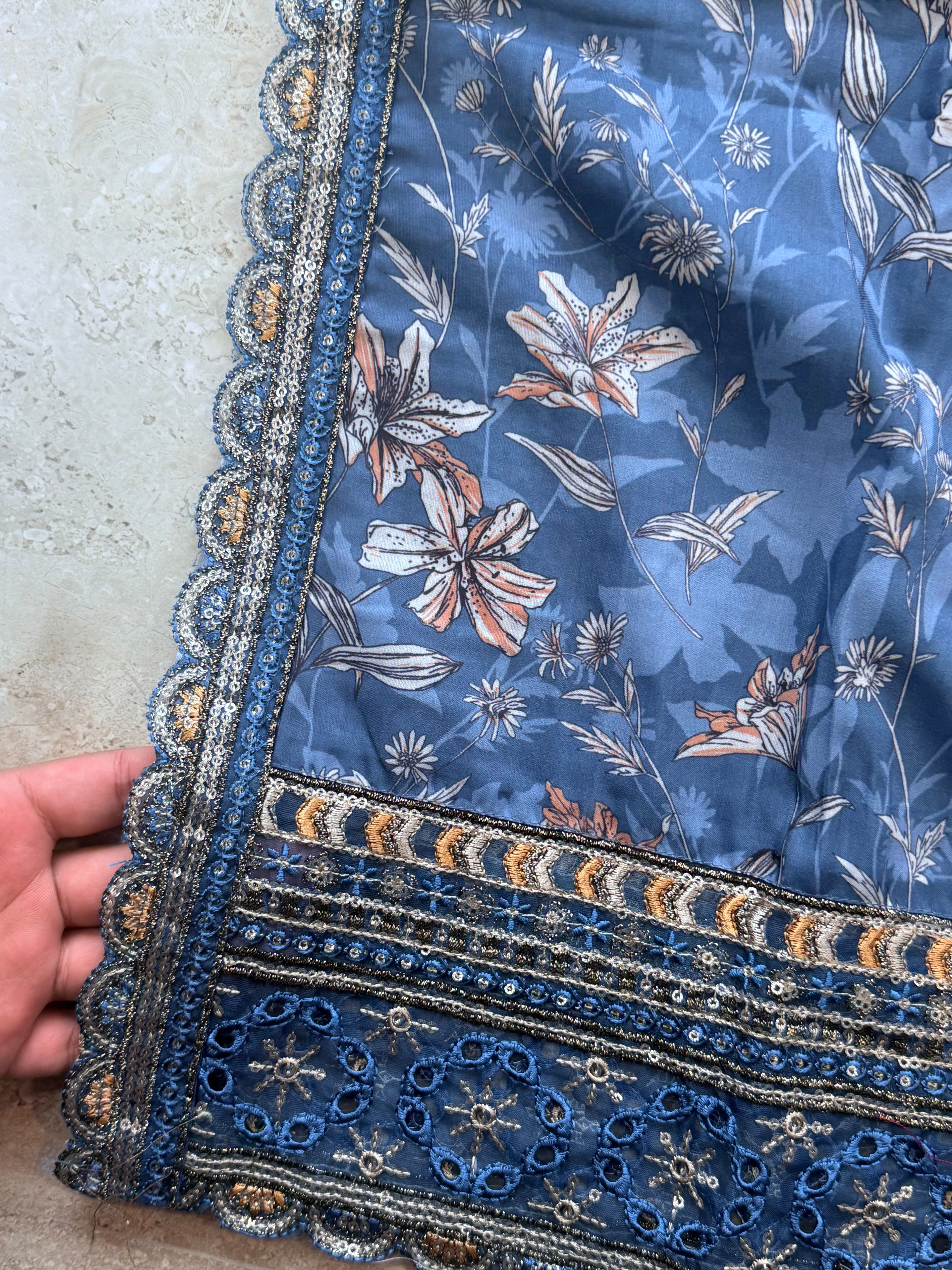 HANIA CREPE FARSHI SHALWAR SUIT  Q