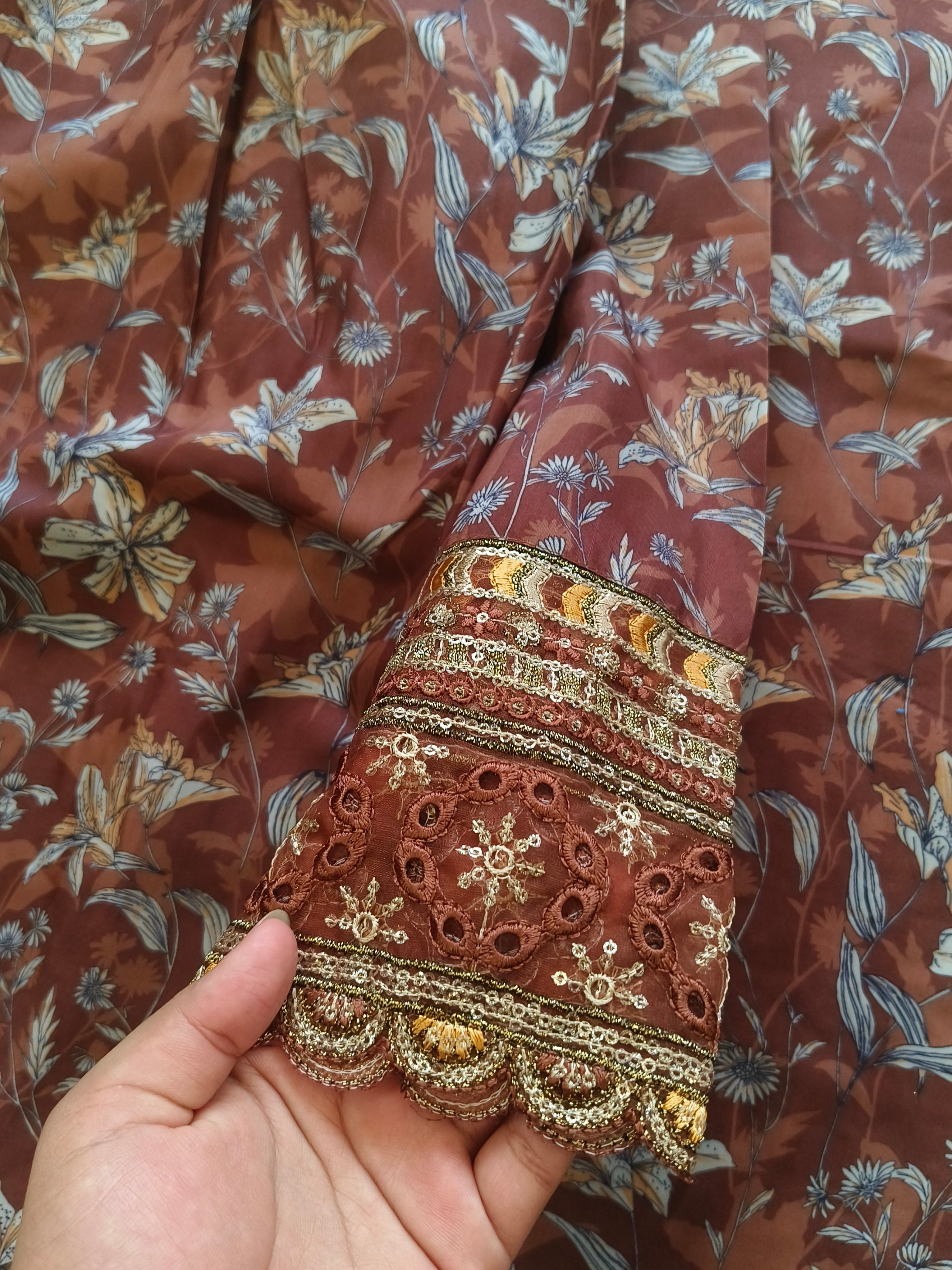 HANIA CREPE FARSHI SHALWAR SUIT 1 Q