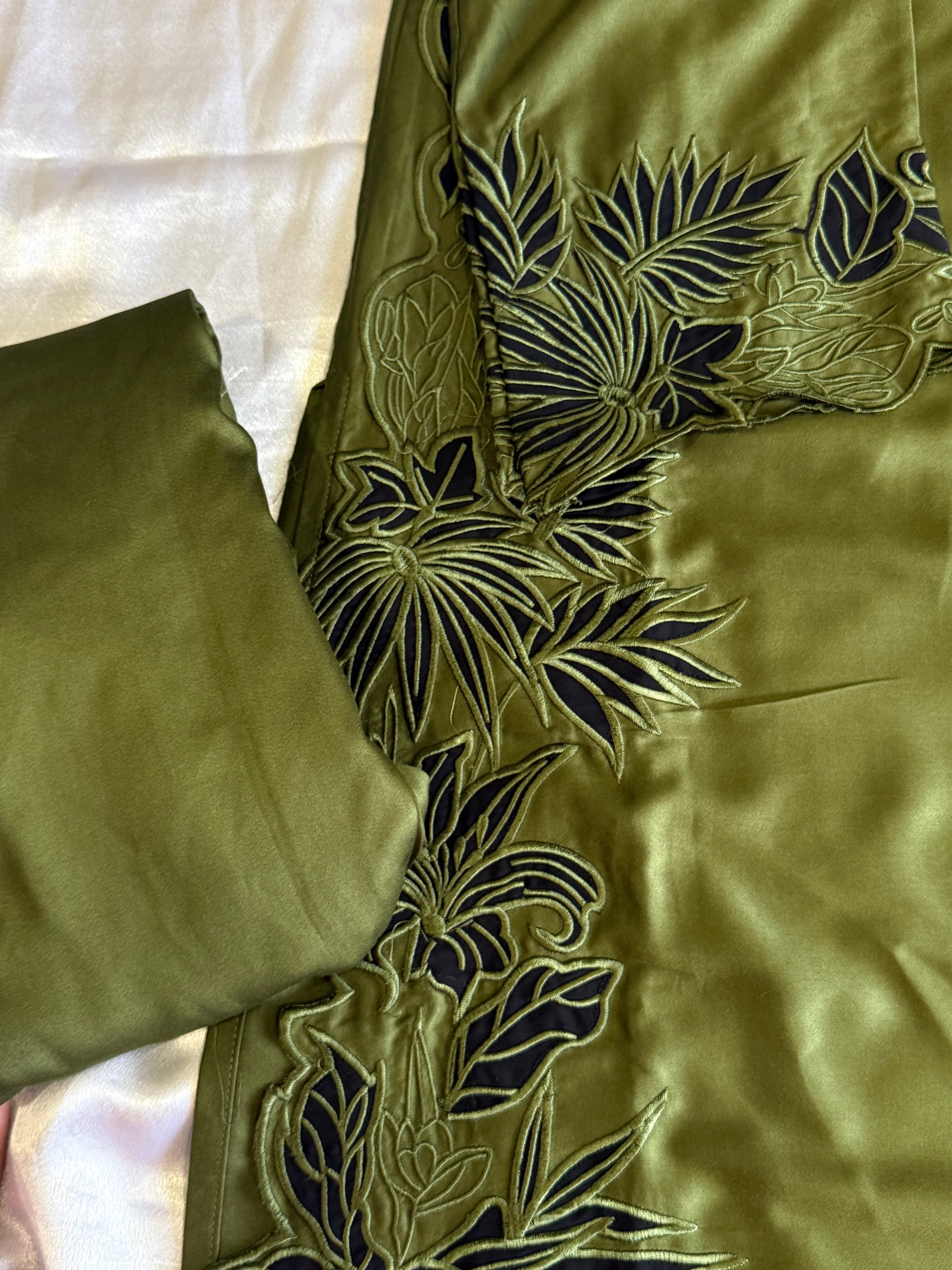 OLIVE LAWN KAFTAN EMBROIDERY SUIT