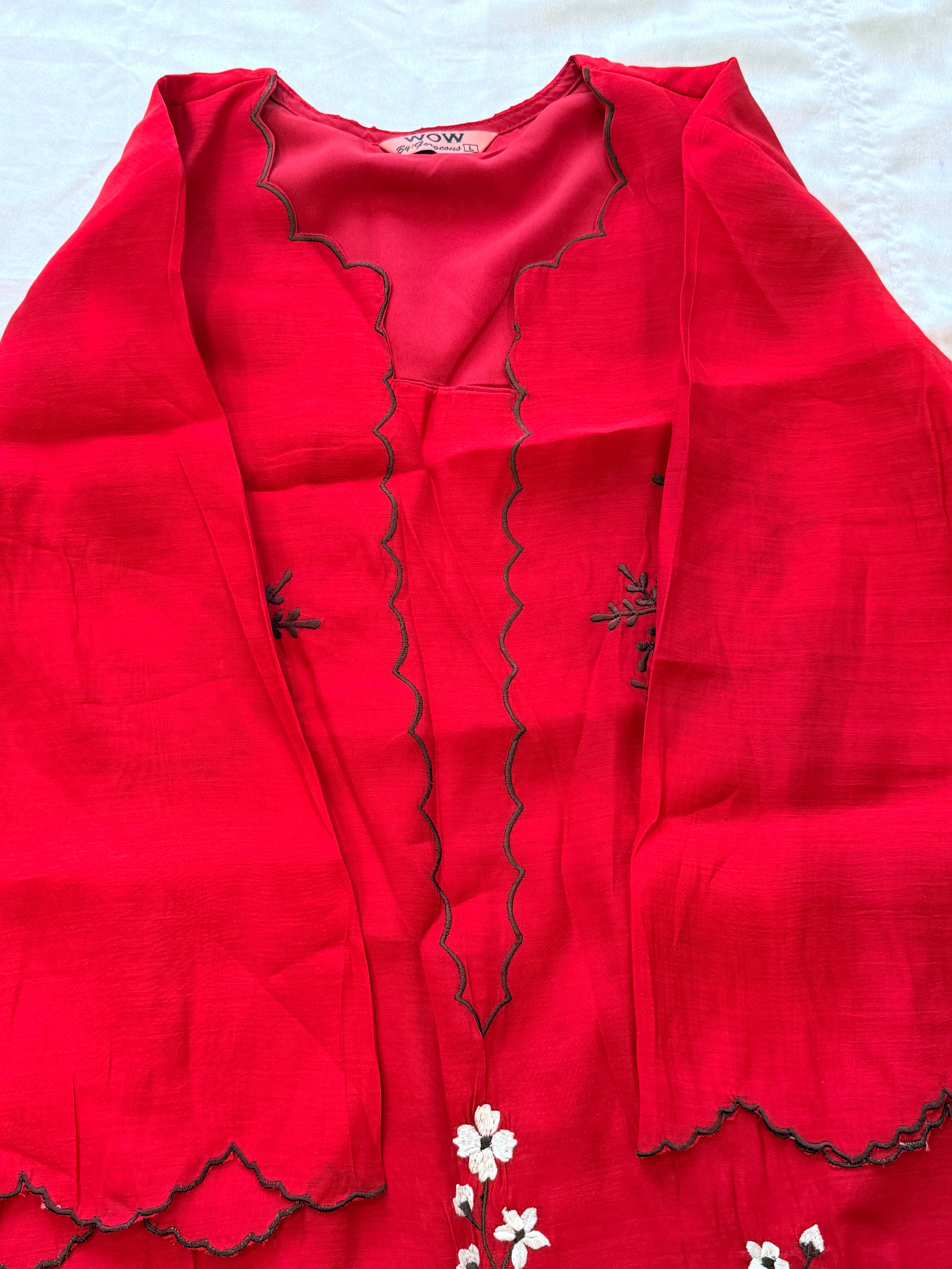RED COTTON FARSHI SUIT Q