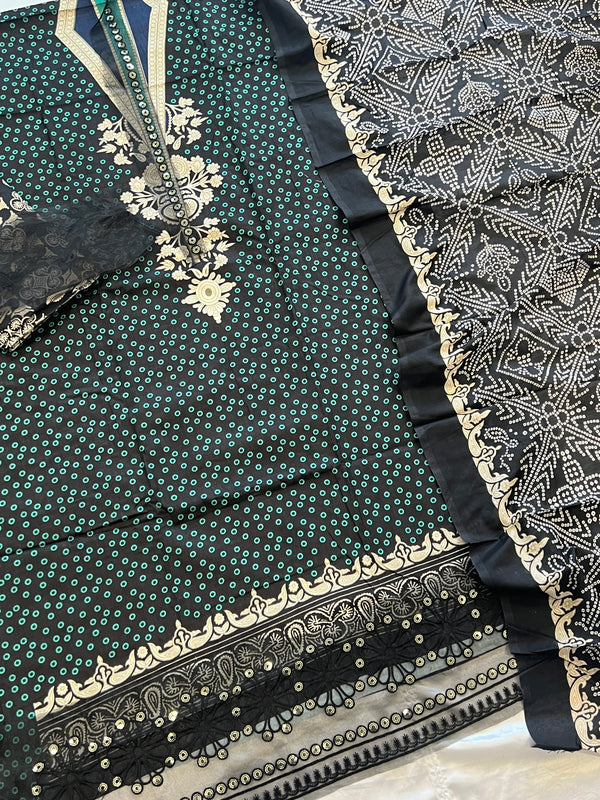 ADA BLACK COTTON PATCH SUIT 566 TAJ Q