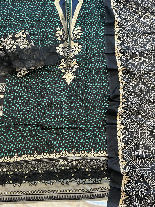 BLACK COTTON PATCH SUIT