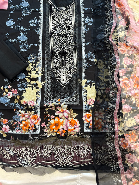 BLACK AND PINK COTTON PATCH SUIT