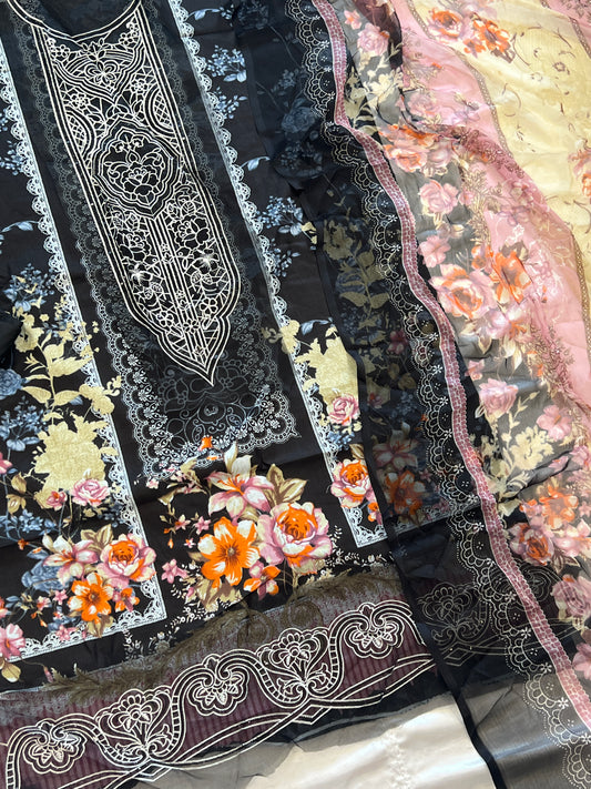BLACK AND PINK COTTON PATCH SUIT