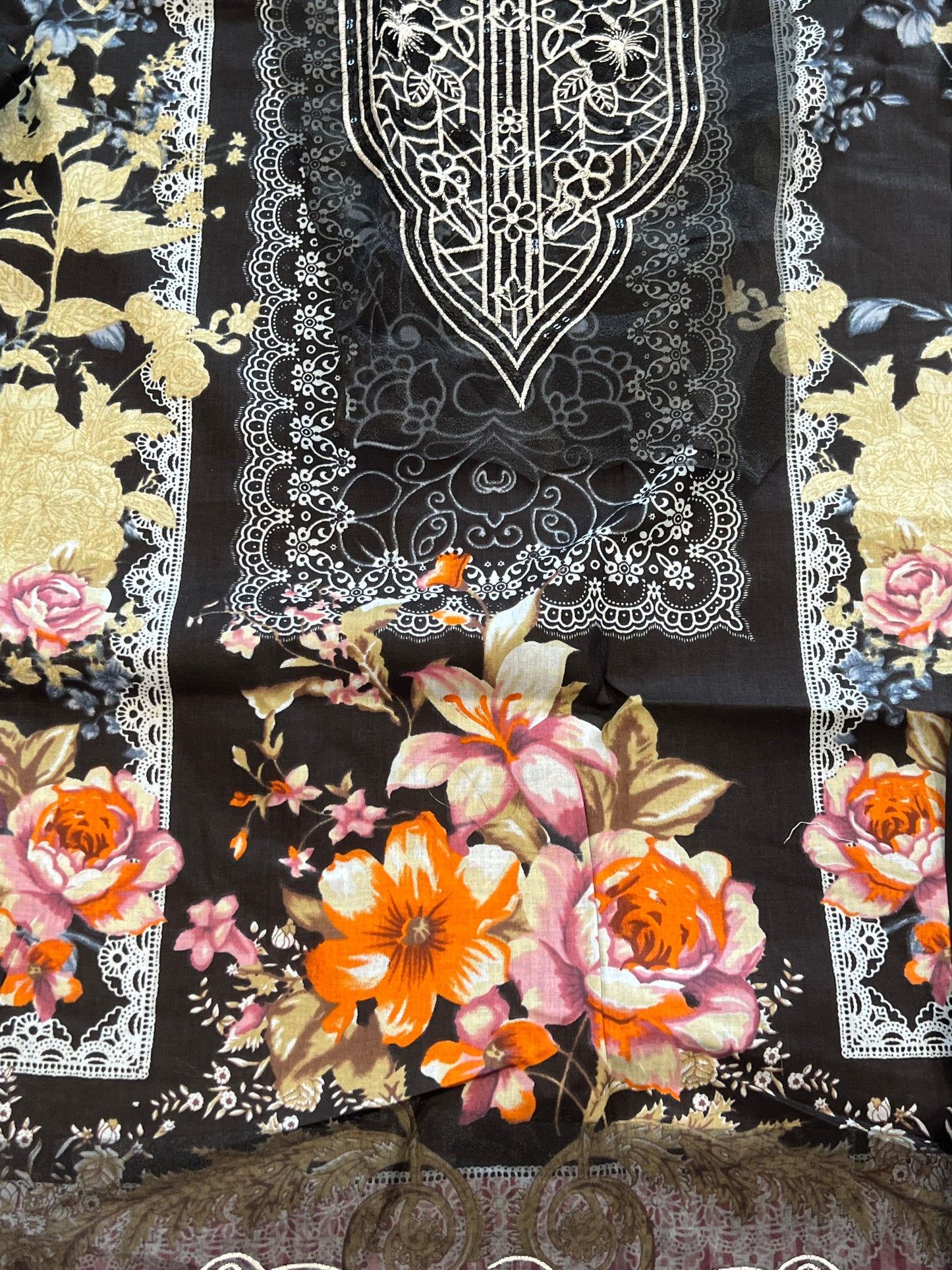 BLACK AND PINK COTTON PATCH SUIT