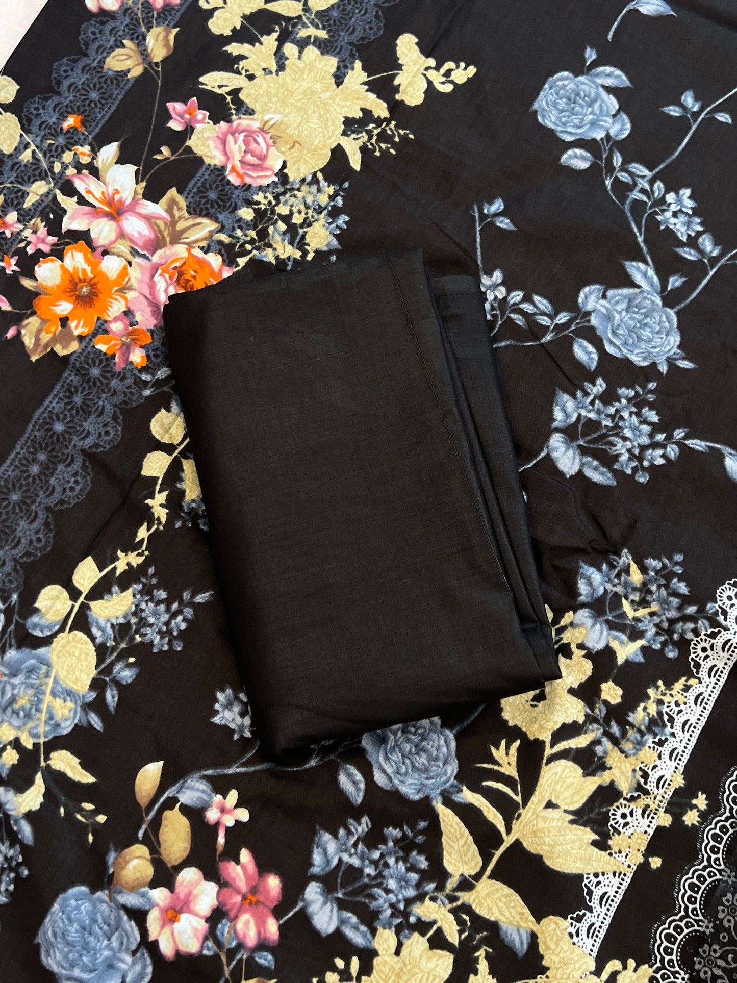 BLACK AND PINK COTTON PATCH SUIT