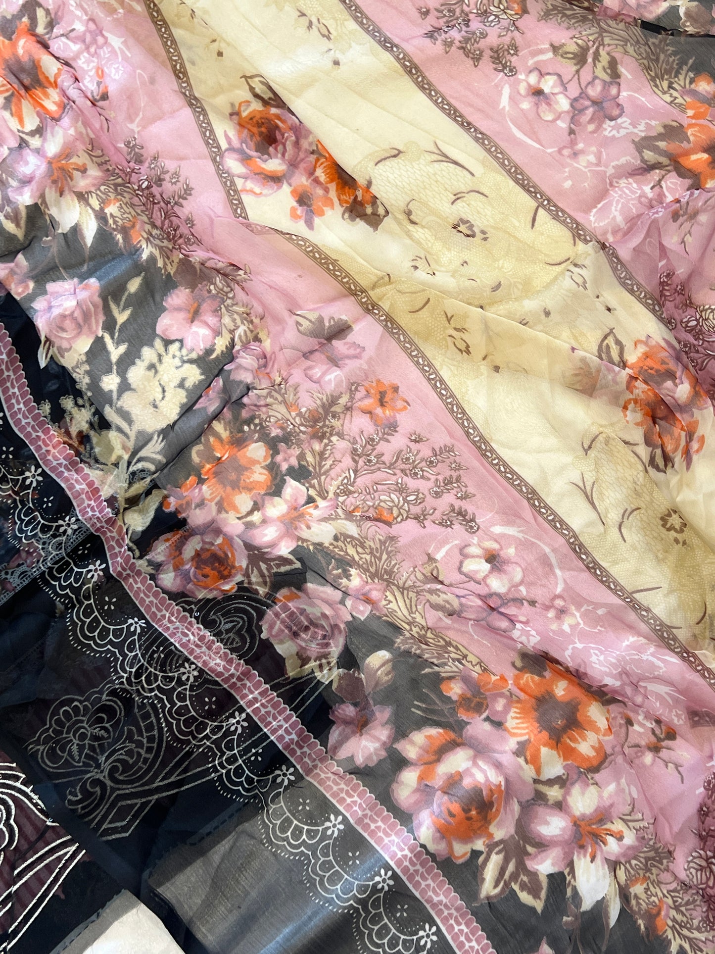 BLACK AND PINK COTTON PATCH SUIT