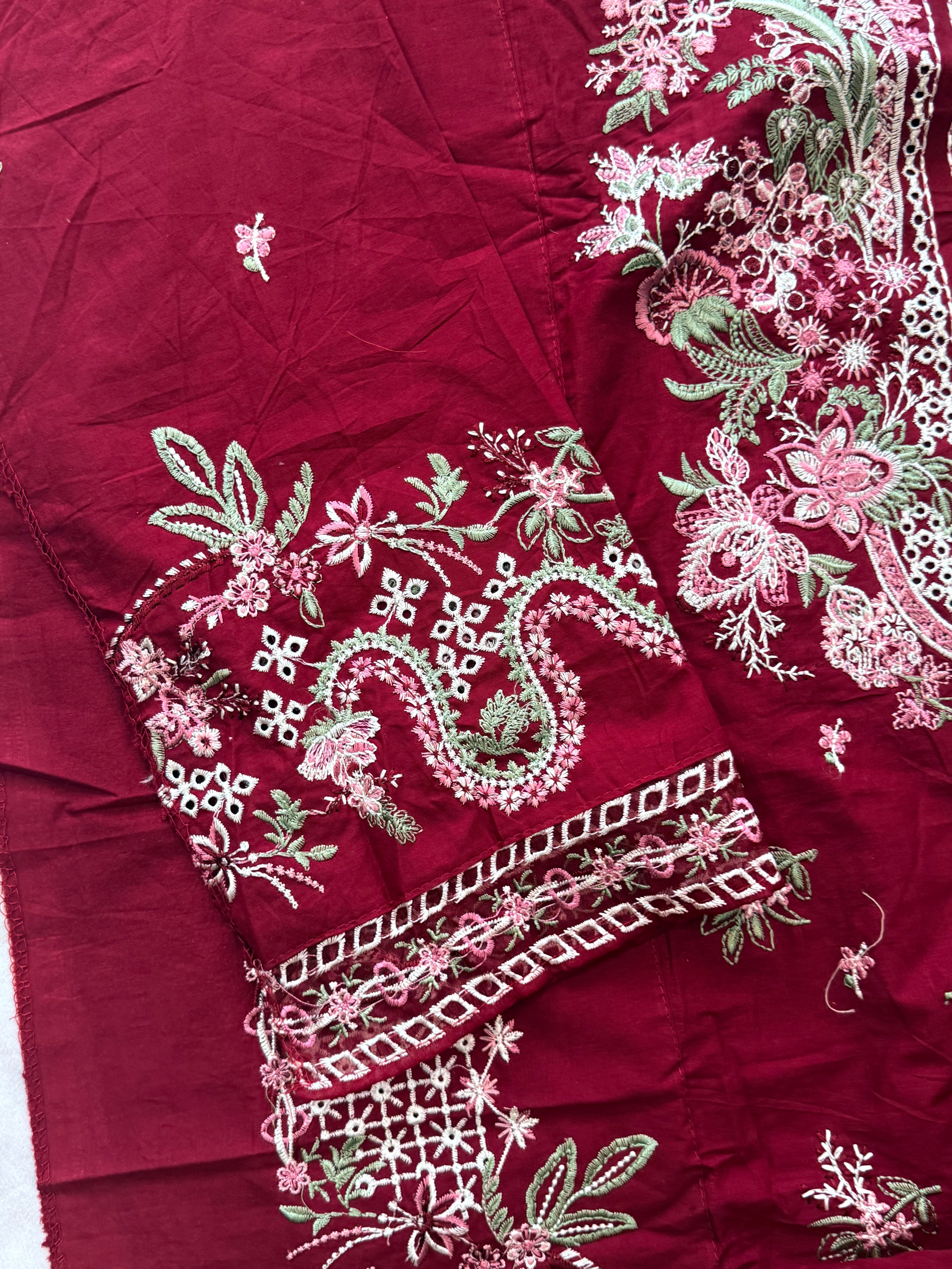 ELAF MAROON COTTON  EMBROIDERY SUIT 1000