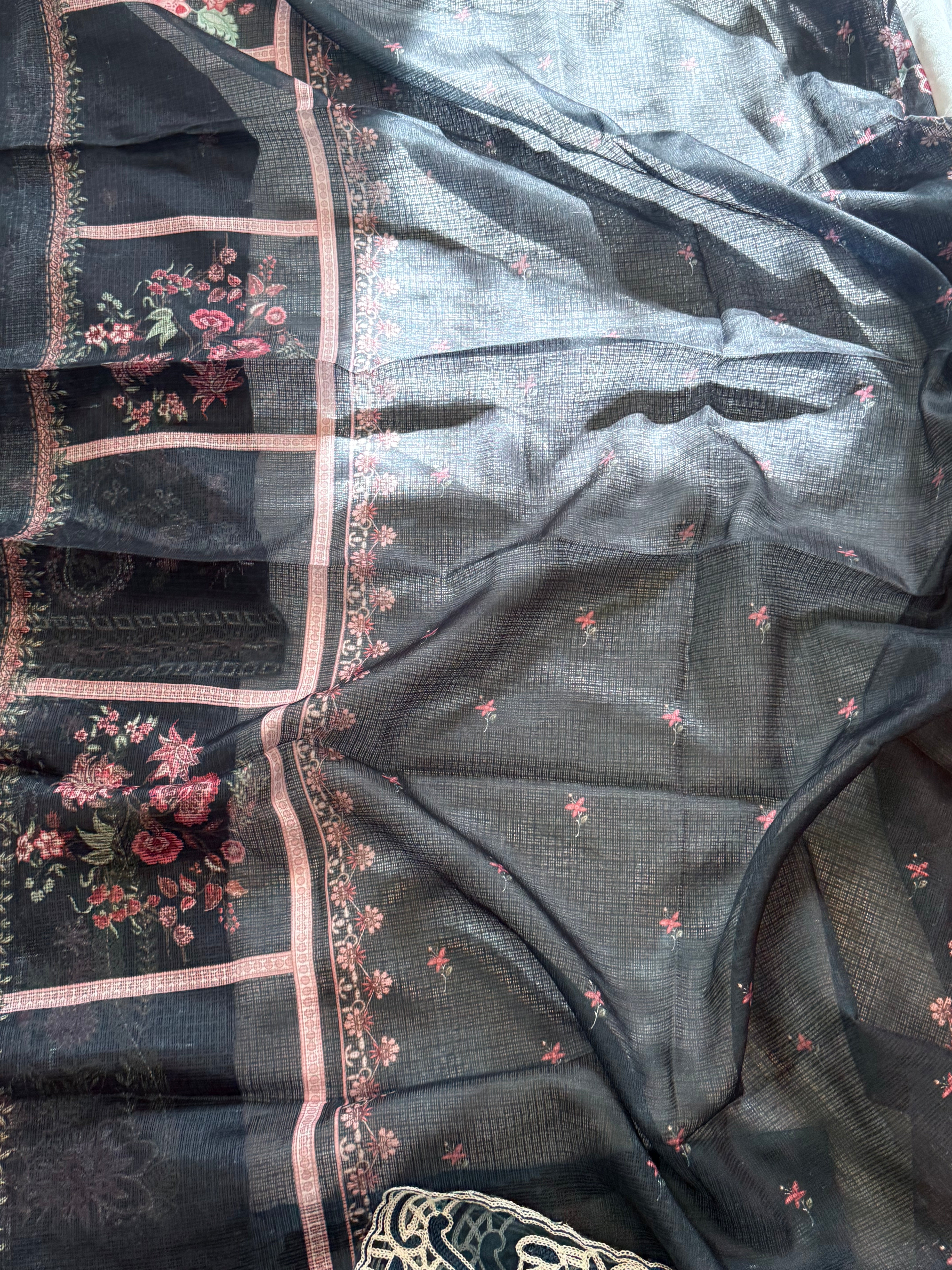 ELAF BLUE COTTON  EMBROIDERY SUIT