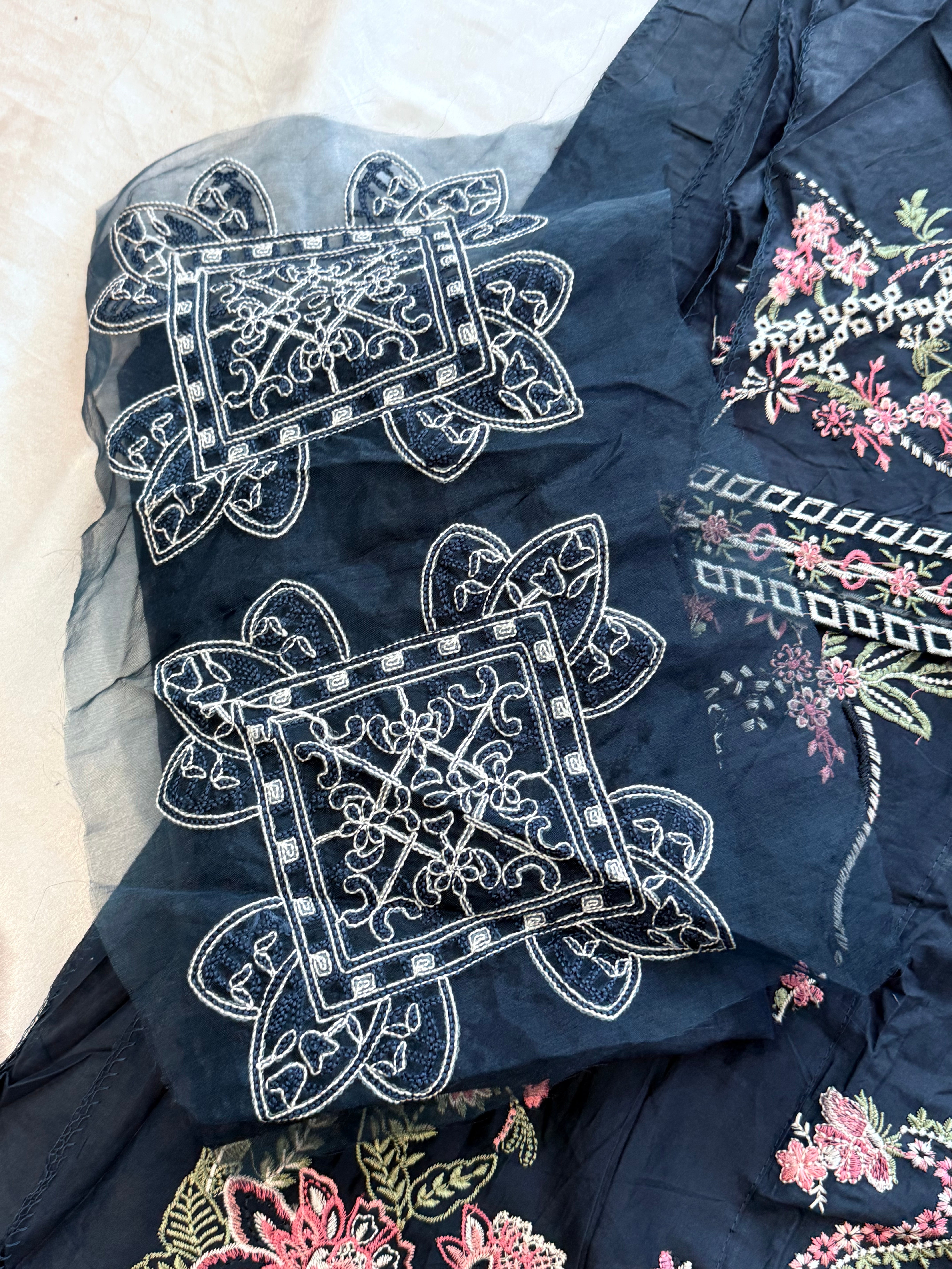 ELAF BLUE COTTON  EMBROIDERY SUIT