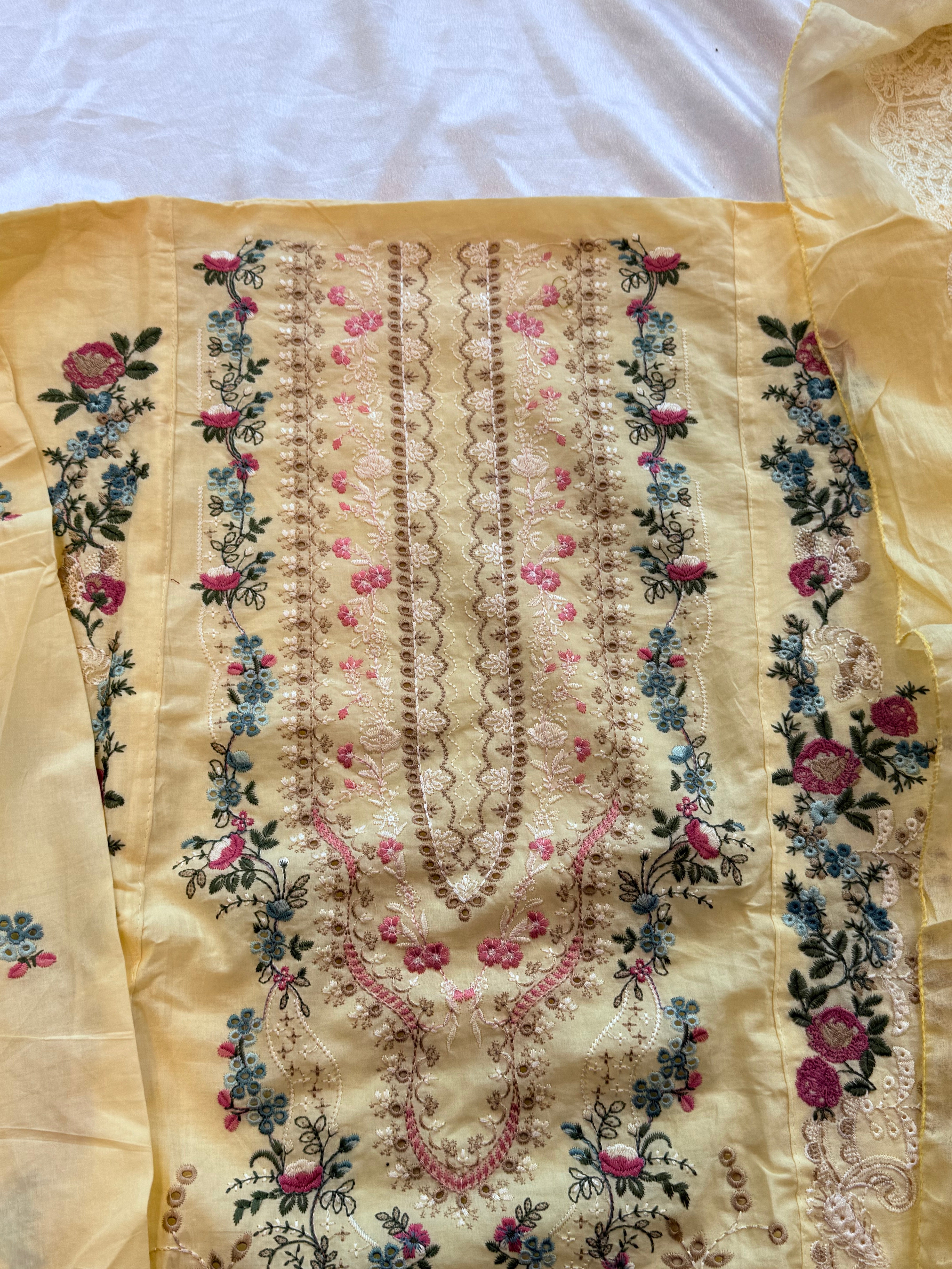 ELAF YELLOW COTTON  EMBROIDERY SUIT