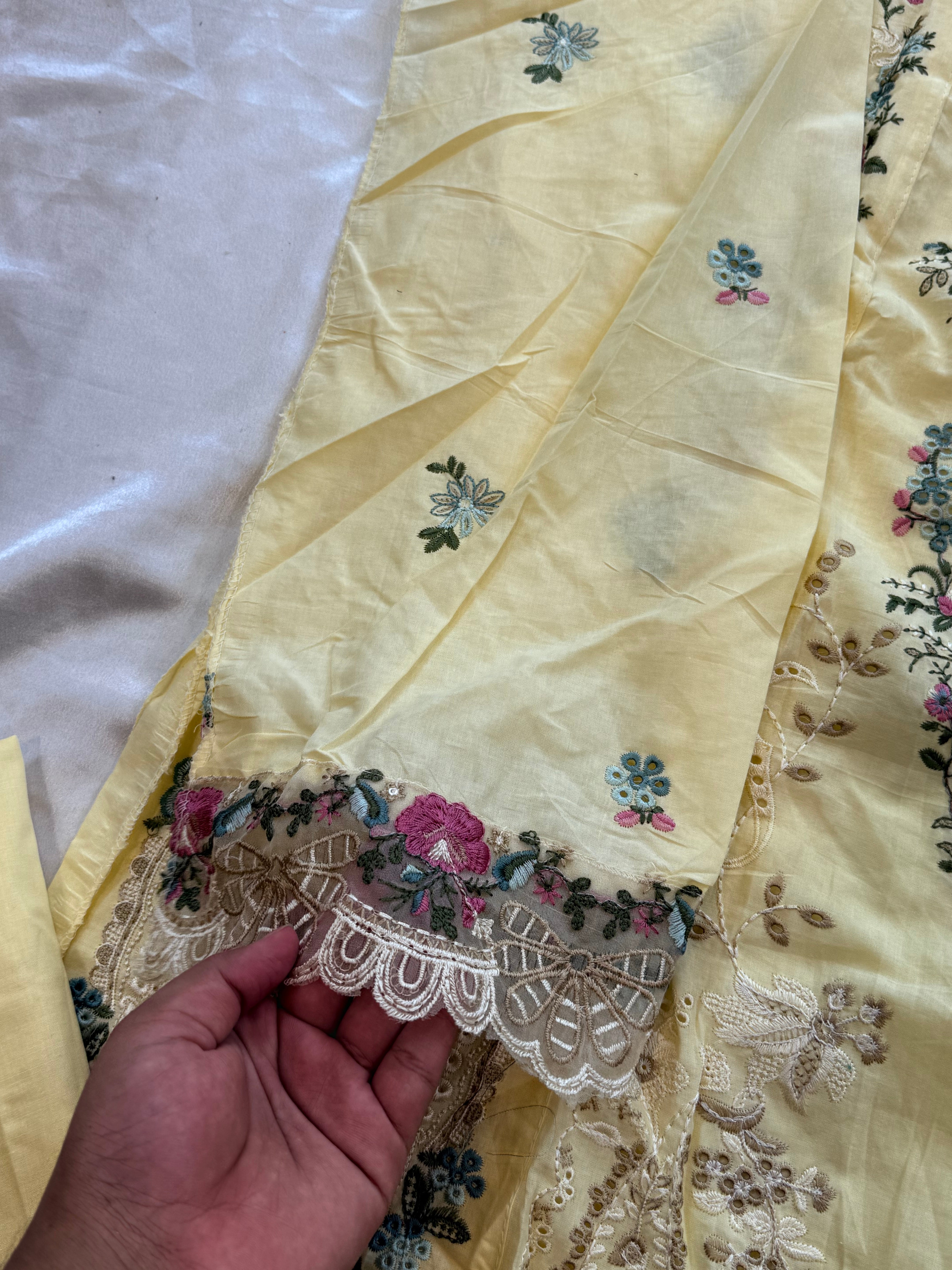 ELAF YELLOW COTTON  EMBROIDERY SUIT