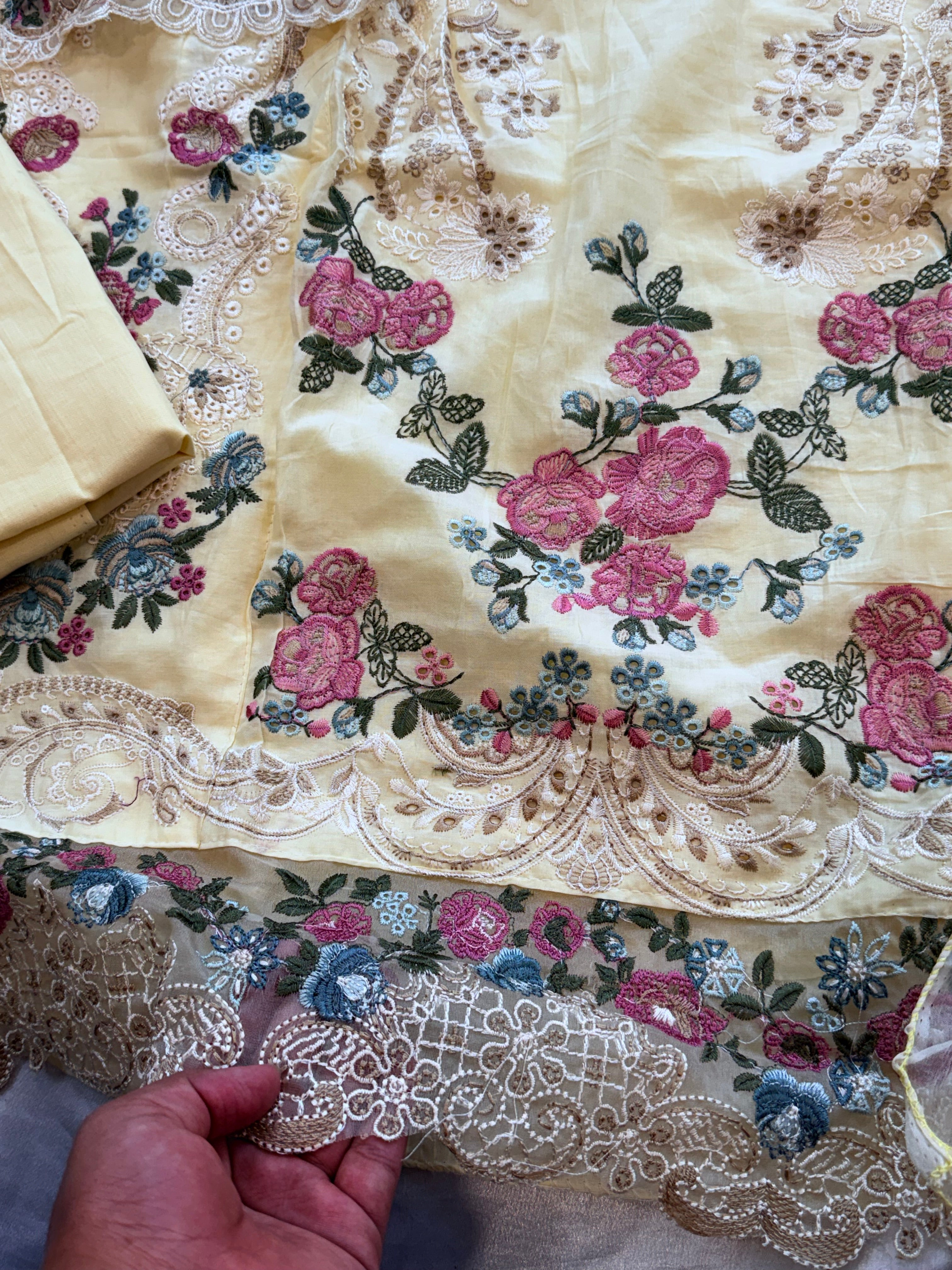 ELAF YELLOW COTTON  EMBROIDERY SUIT