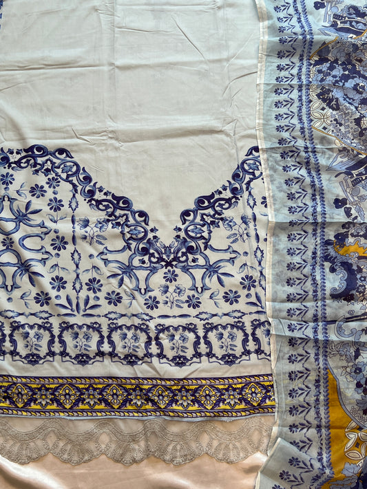 LIGHT BLUE LUXE SOFT COTTON EMBROIDER SUIT