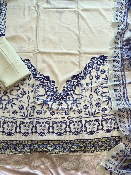 LIGHT GREEN LUXE SOFT COTTON EMBROIDER SUIT