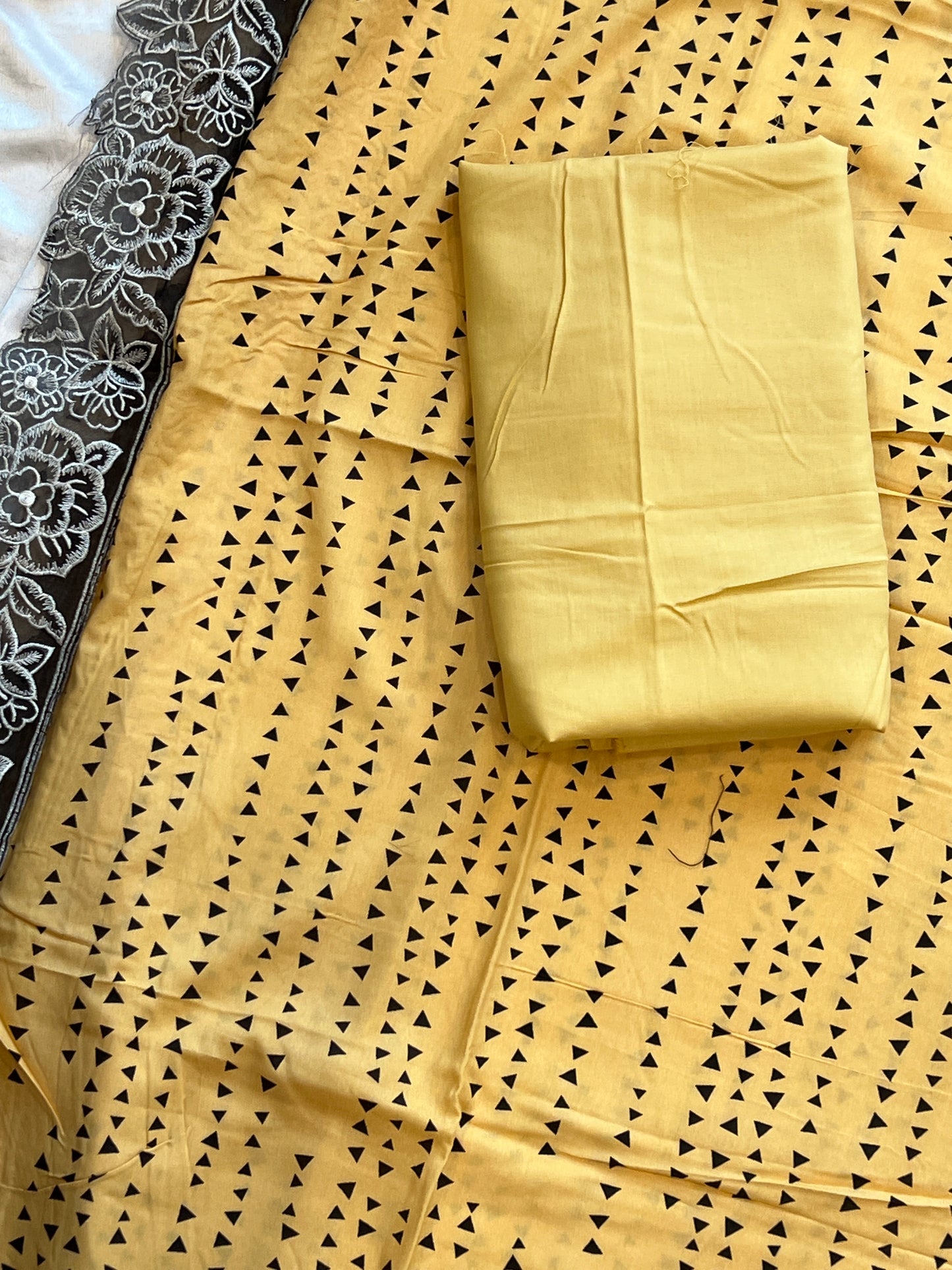 YELLOW MAHAM SOFT COTTON EMBROIDER SUIT