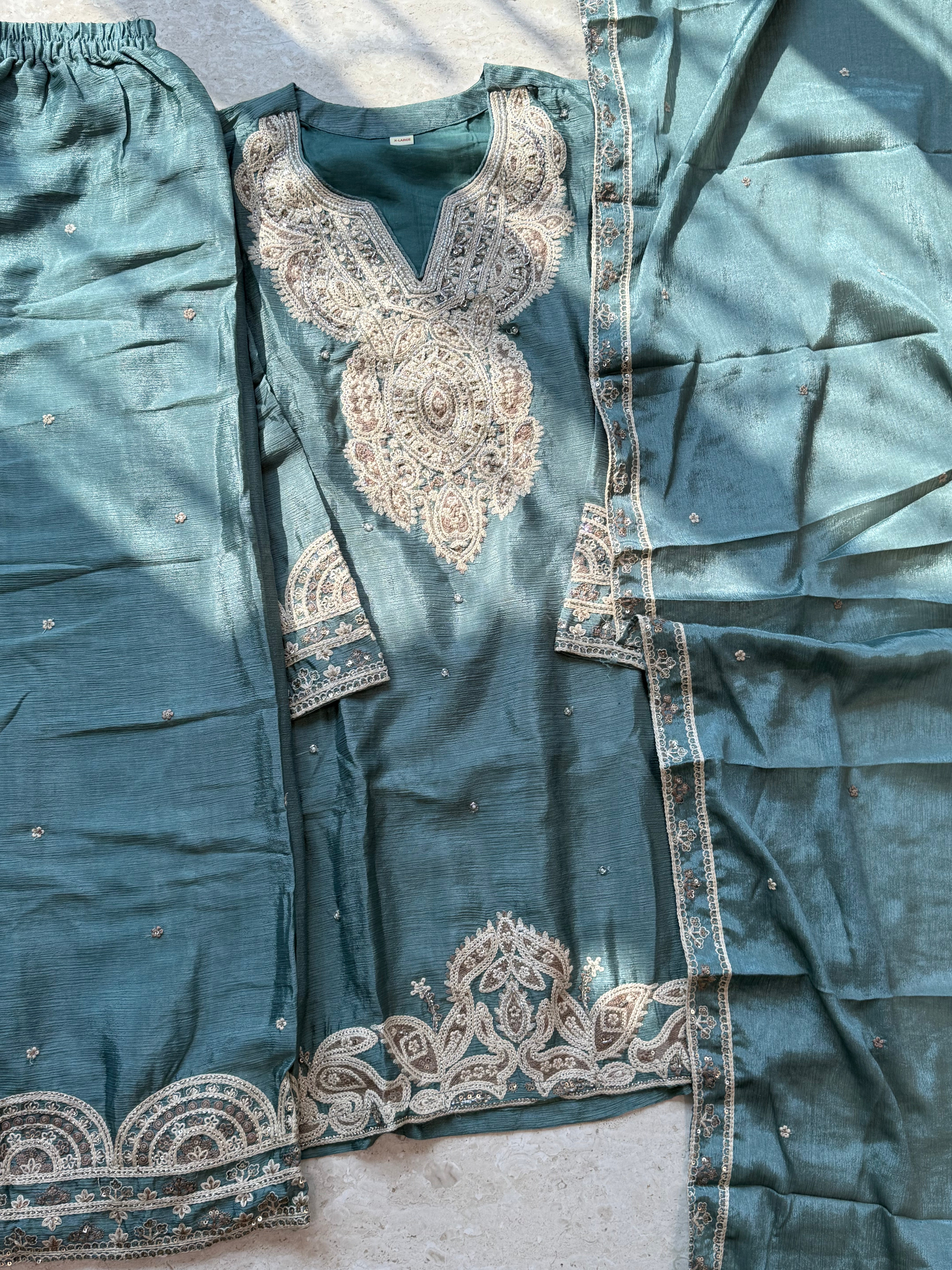 CHINNON SILK READYMADE EMBROIDERY SUIT 1 Q