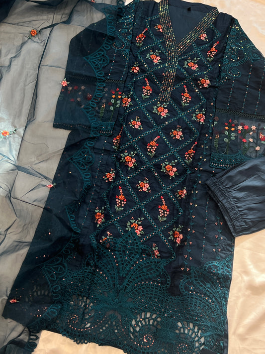 RAHI ORGANZA EMBROIDERY SUIT
