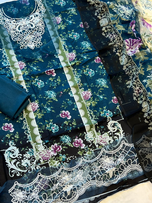 BLUE COTTON PATCH SUIT TAJ