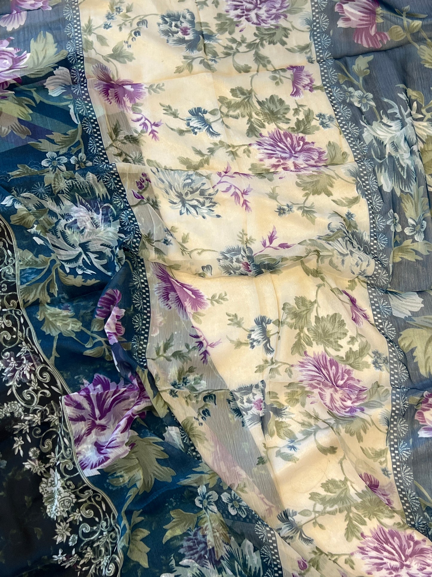 BLUE COTTON PATCH SUIT TAJ