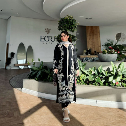 HARSHA BLACK SELF EMBROIDERY SUIT