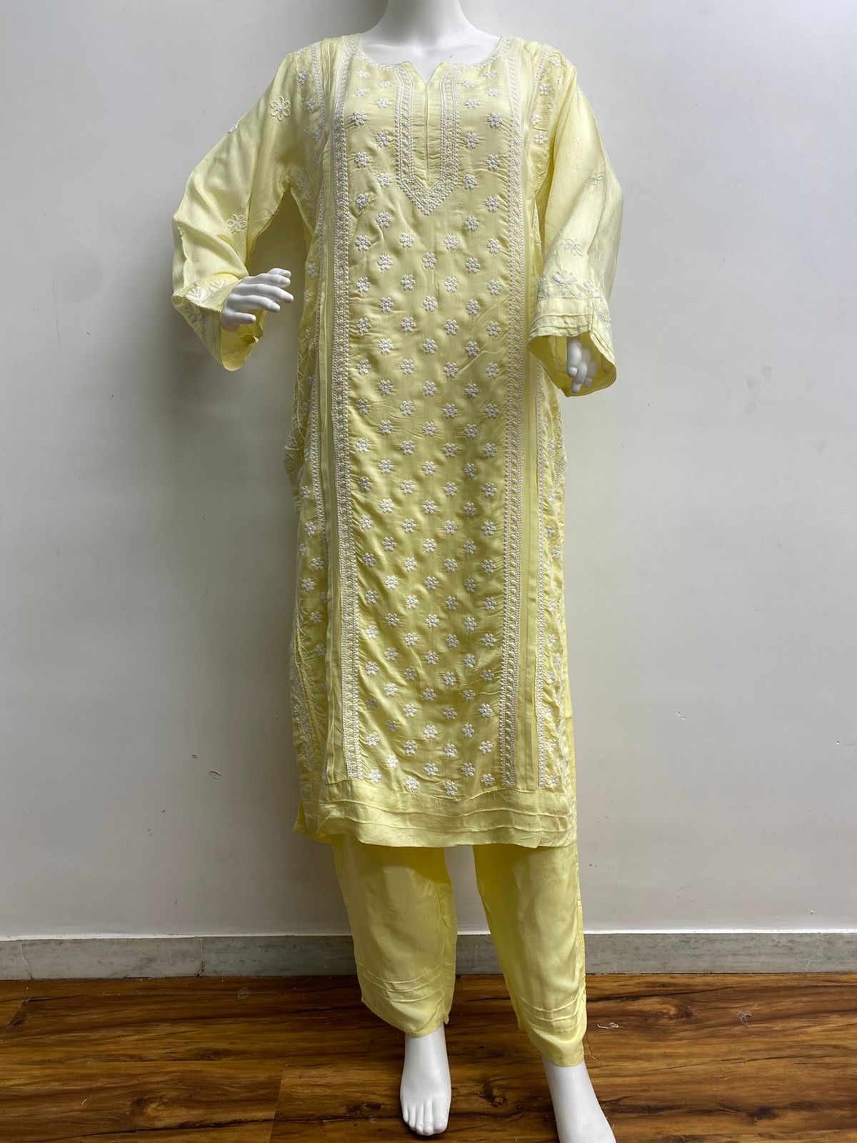 YELLOW MUSLIN READYMADE SUIT