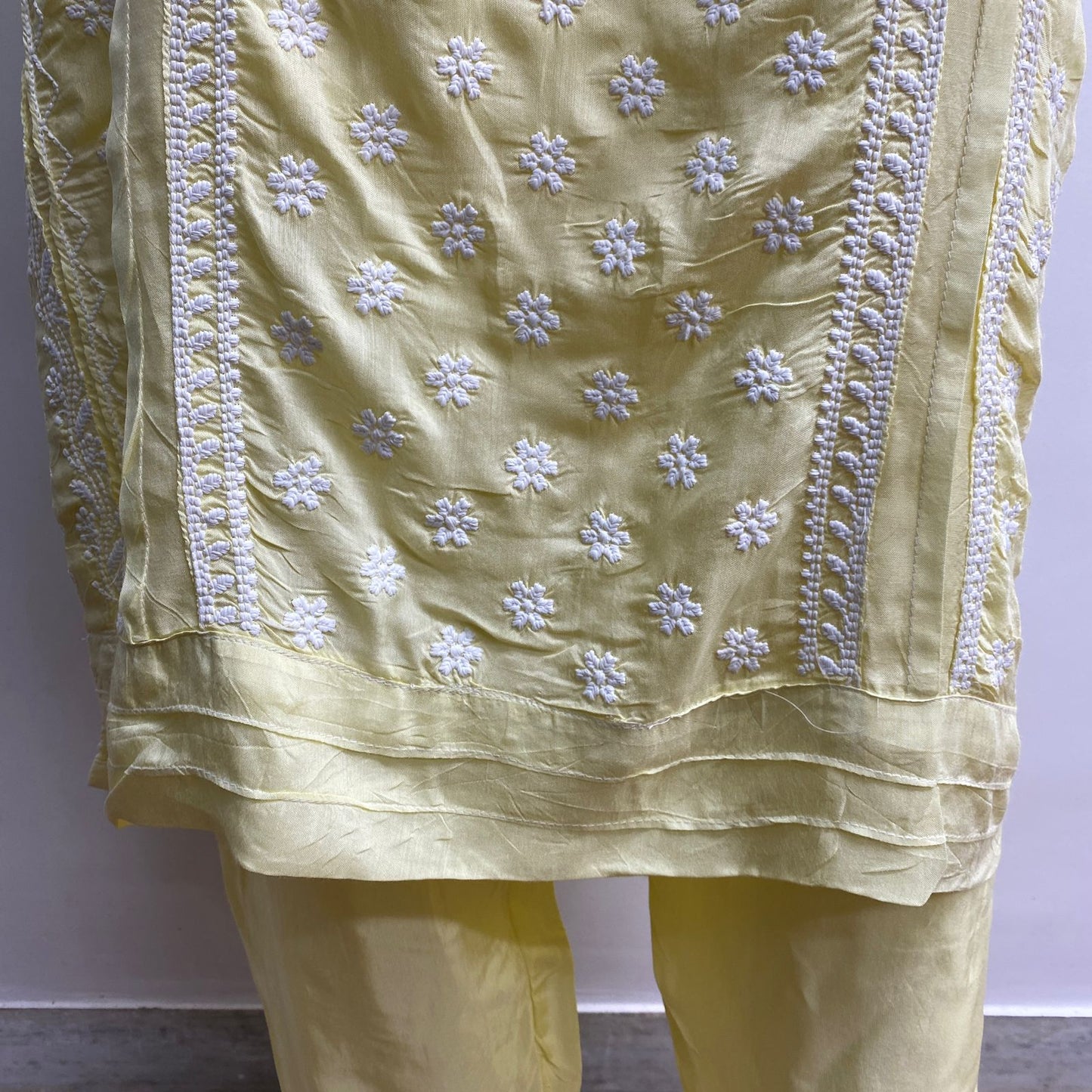 YELLOW MUSLIN READYMADE SUIT