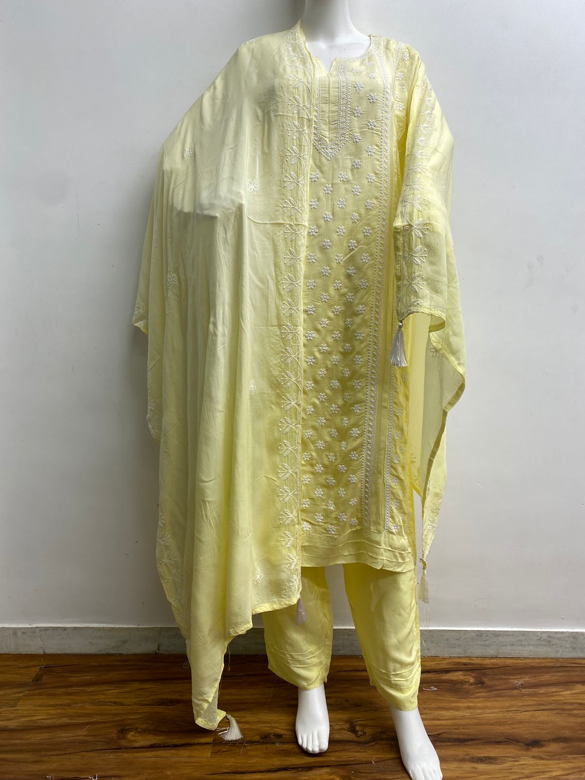 YELLOW MUSLIN READYMADE SUIT