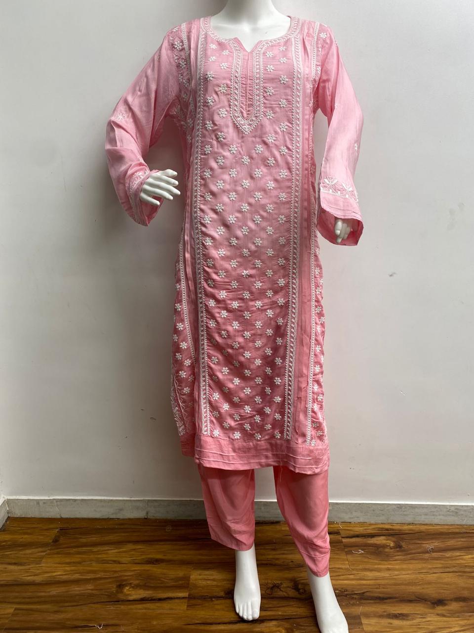 PINK MUSLIN READYMADE SUIT